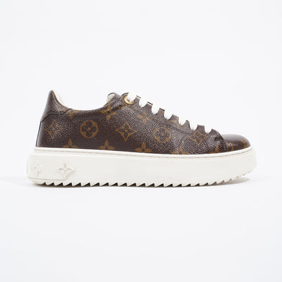 Louis Vuitton Brown/Beige Leather And Canvas Low Top Sneakers Size