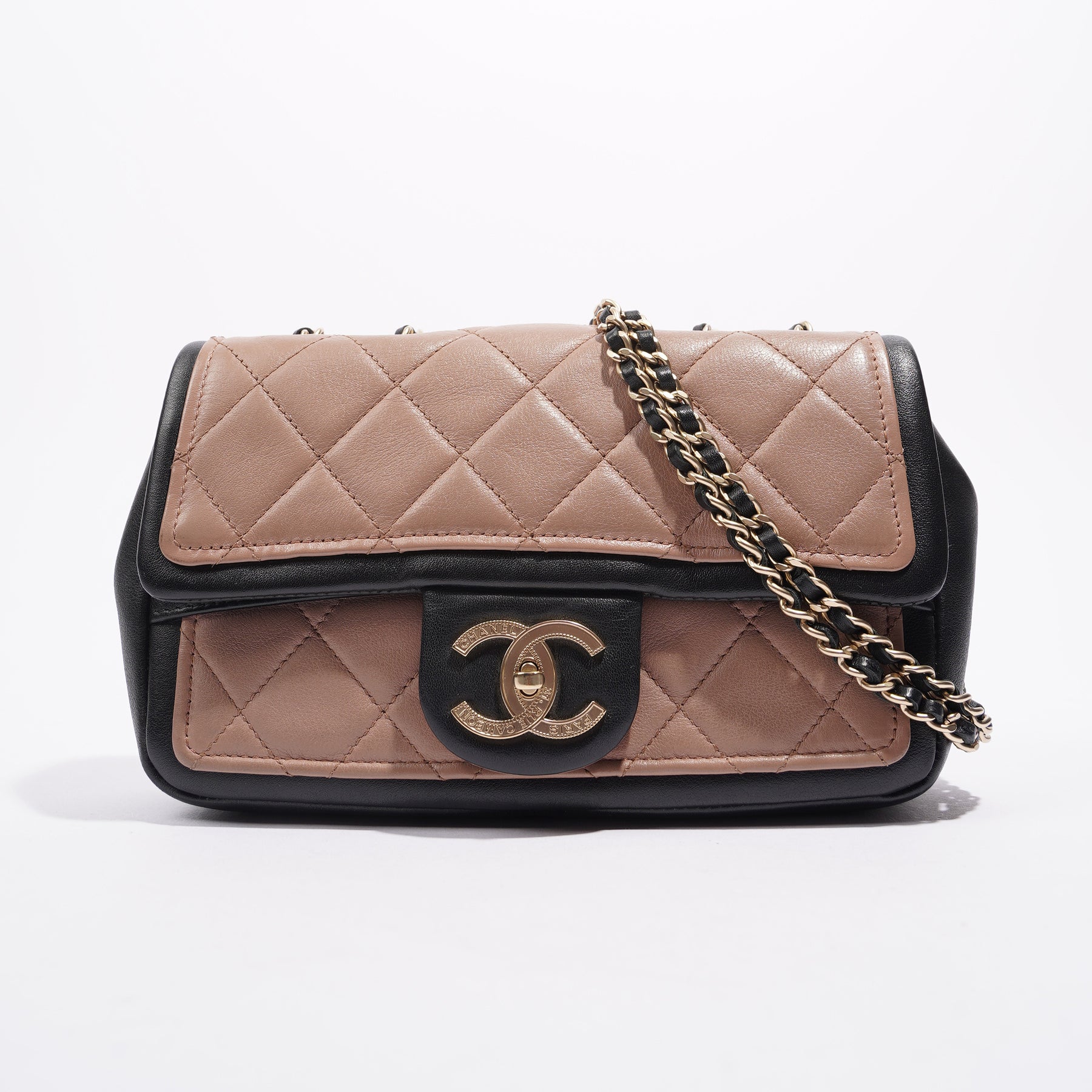 Chanel Womens Lambskin Quilted Two Tone Bag Nude / Black Small – Luxe  Collective