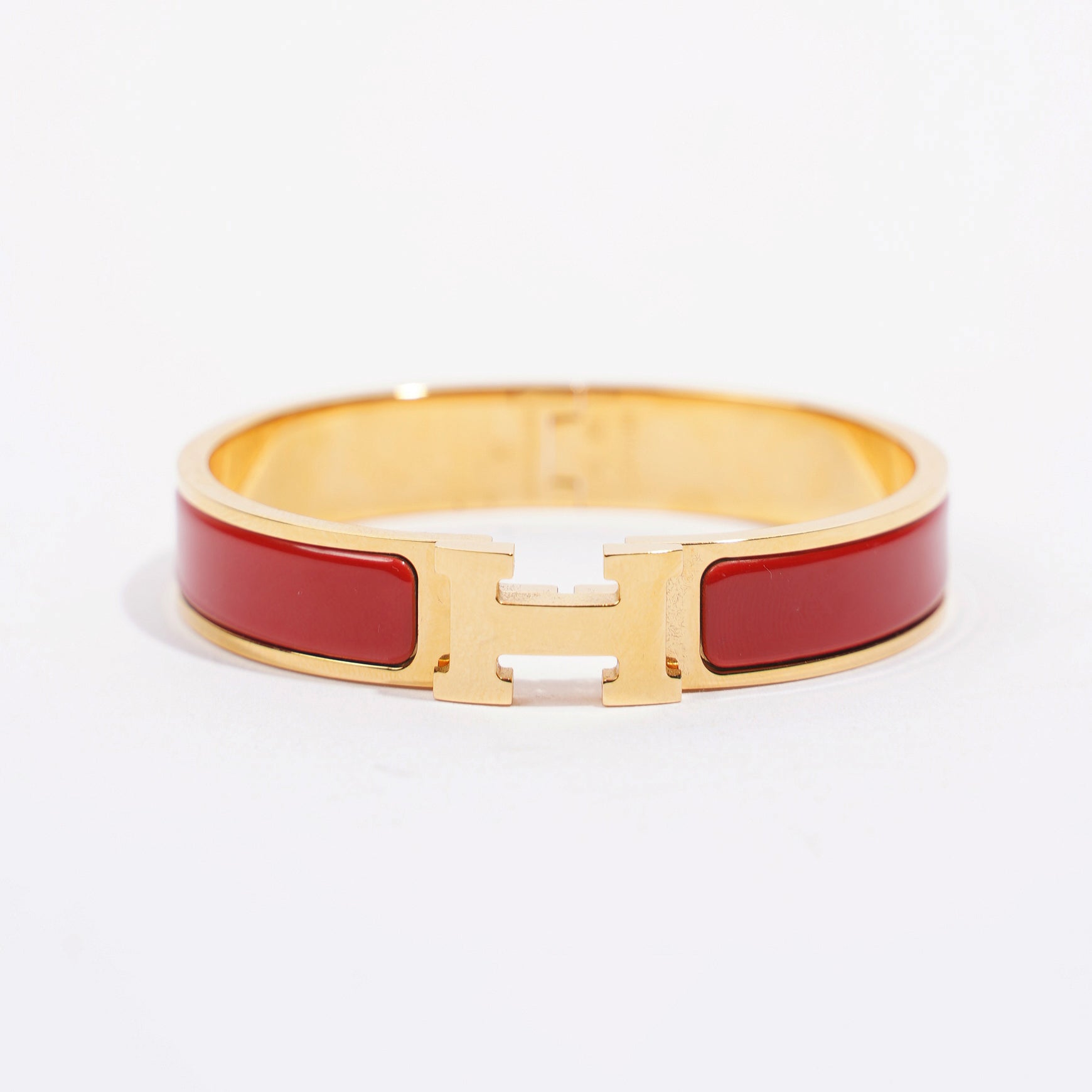Hermes Clic H Red Enamel Gold Plated Bracelet Hermes | TLC