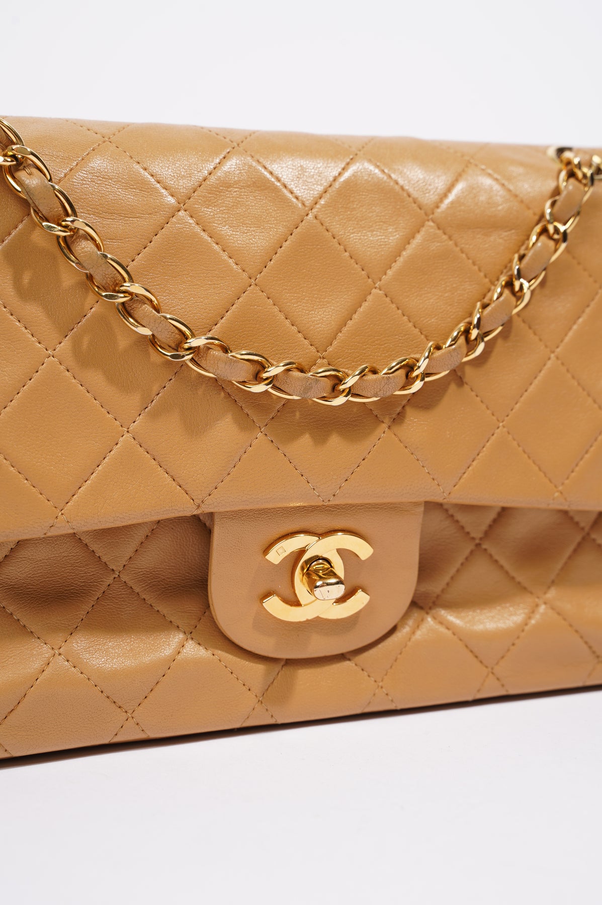 Chanel Beige Quilted Lambskin Double Sided Classic Flap Small Q6B0N91II1005