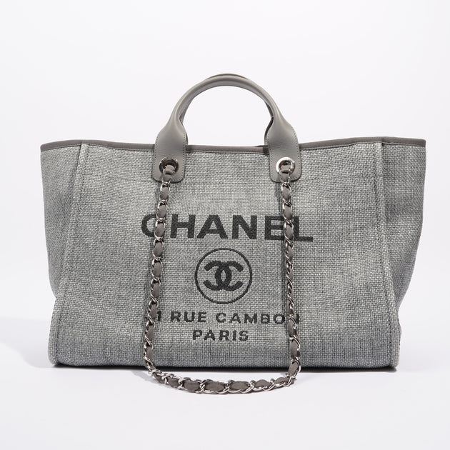 Chanel denim shopping Bag 2 way hand tote light blue deauville 379046