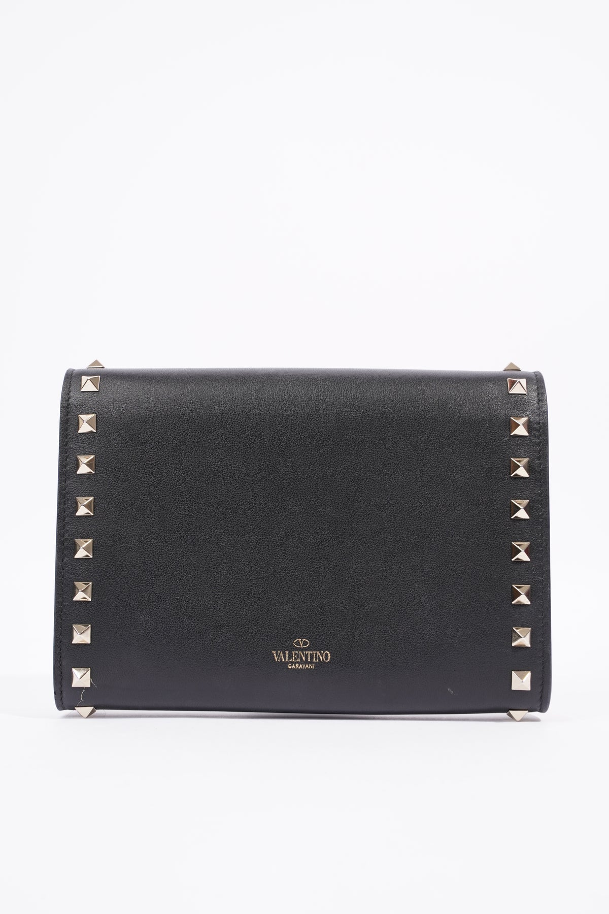 Valentino Womens Rockstud Envelope Wallet on Chain Poudre Black