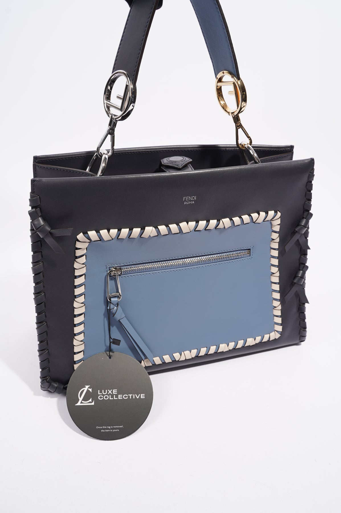 Fendi Womens Runaway Whipstitch Bag Blue / Navy – Luxe Collective