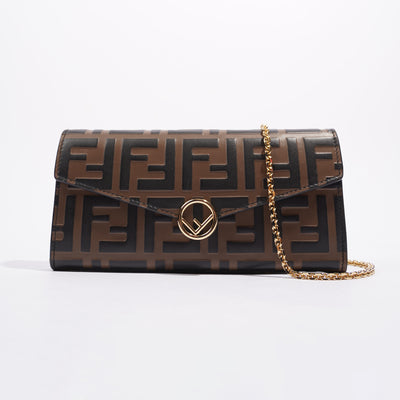 Fendi Womens Continental Wallet With Chain Monogram Brown – Luxe