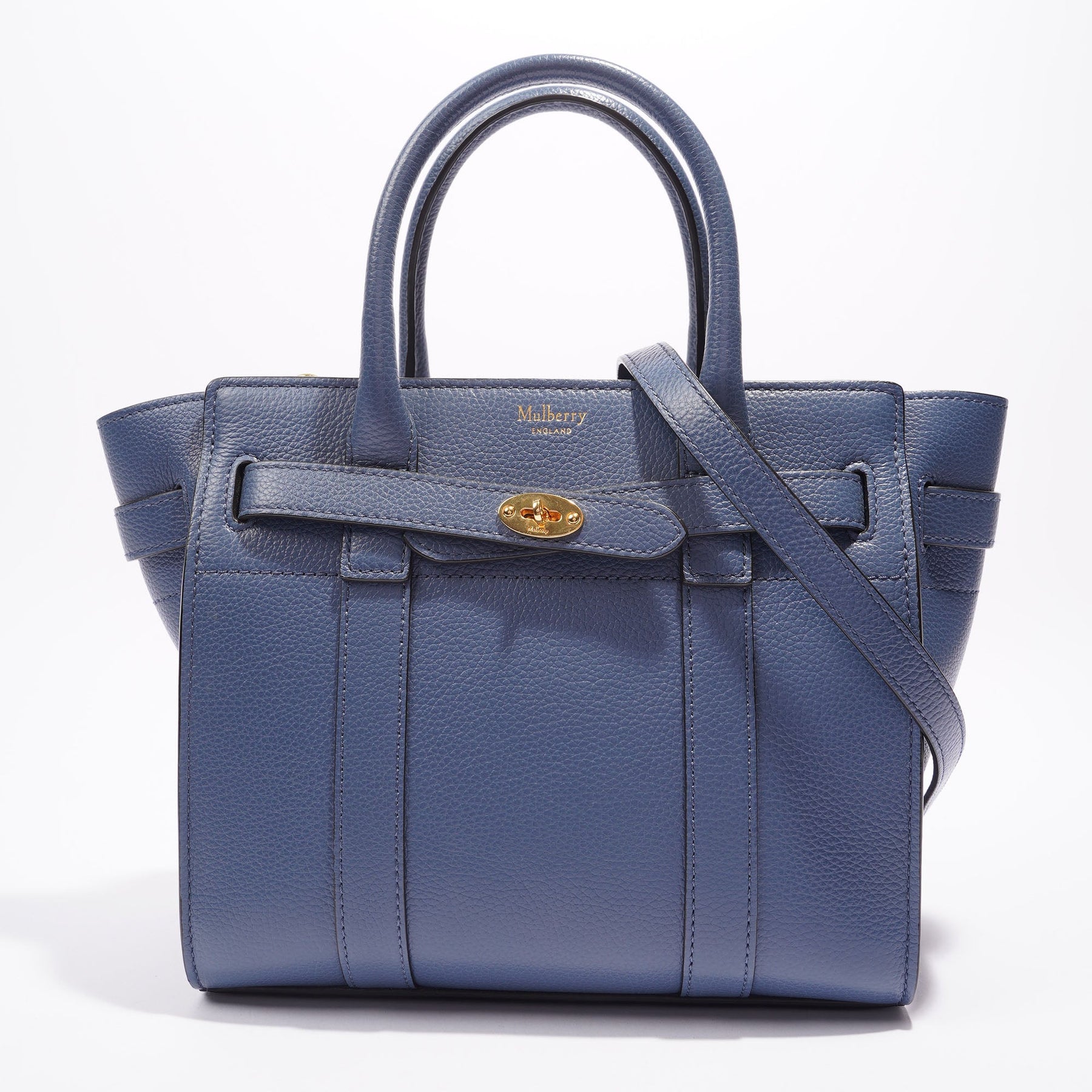 Mulberry Womens Bayswater Bag Blue Leather Mini Luxe Collective