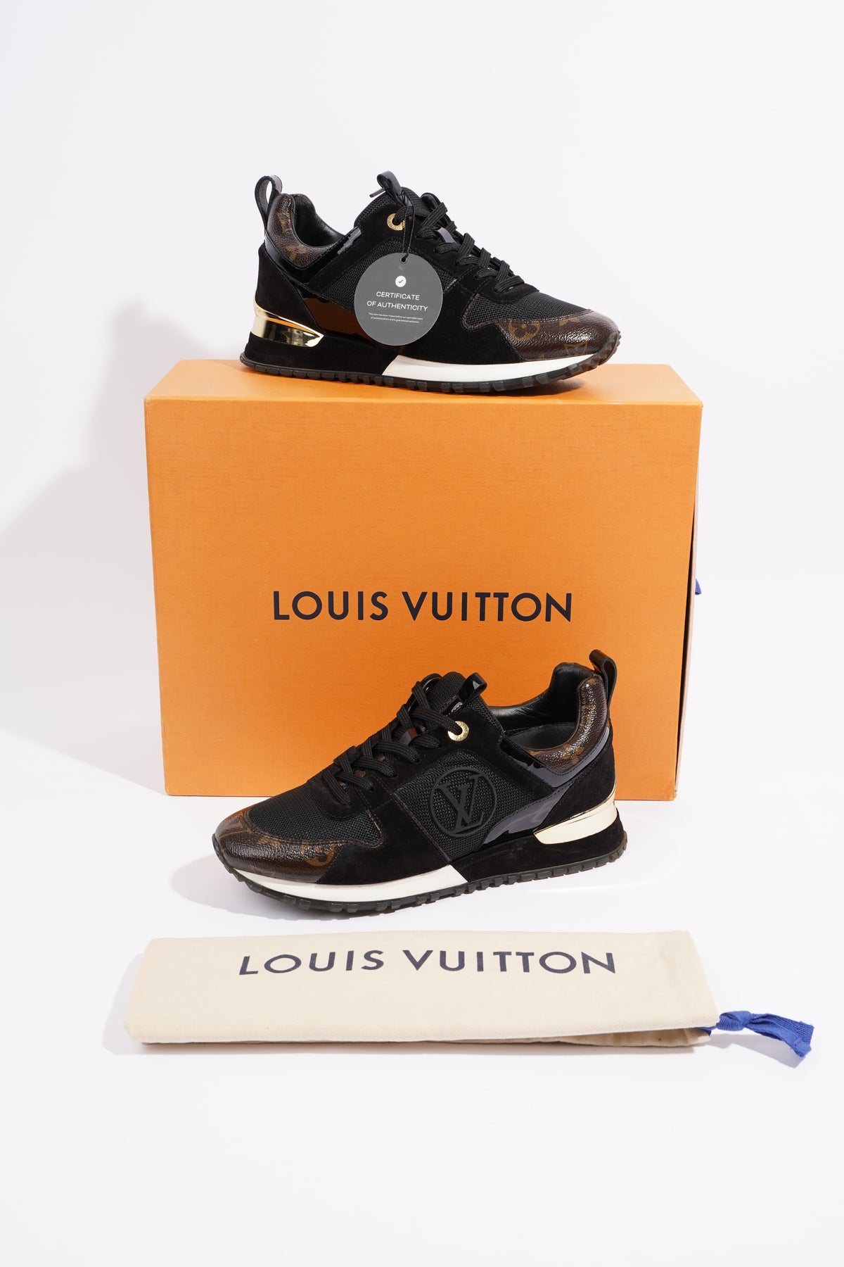 Authentic LOUIS VUITTON Women's Black Run Away Sneakers 40.5