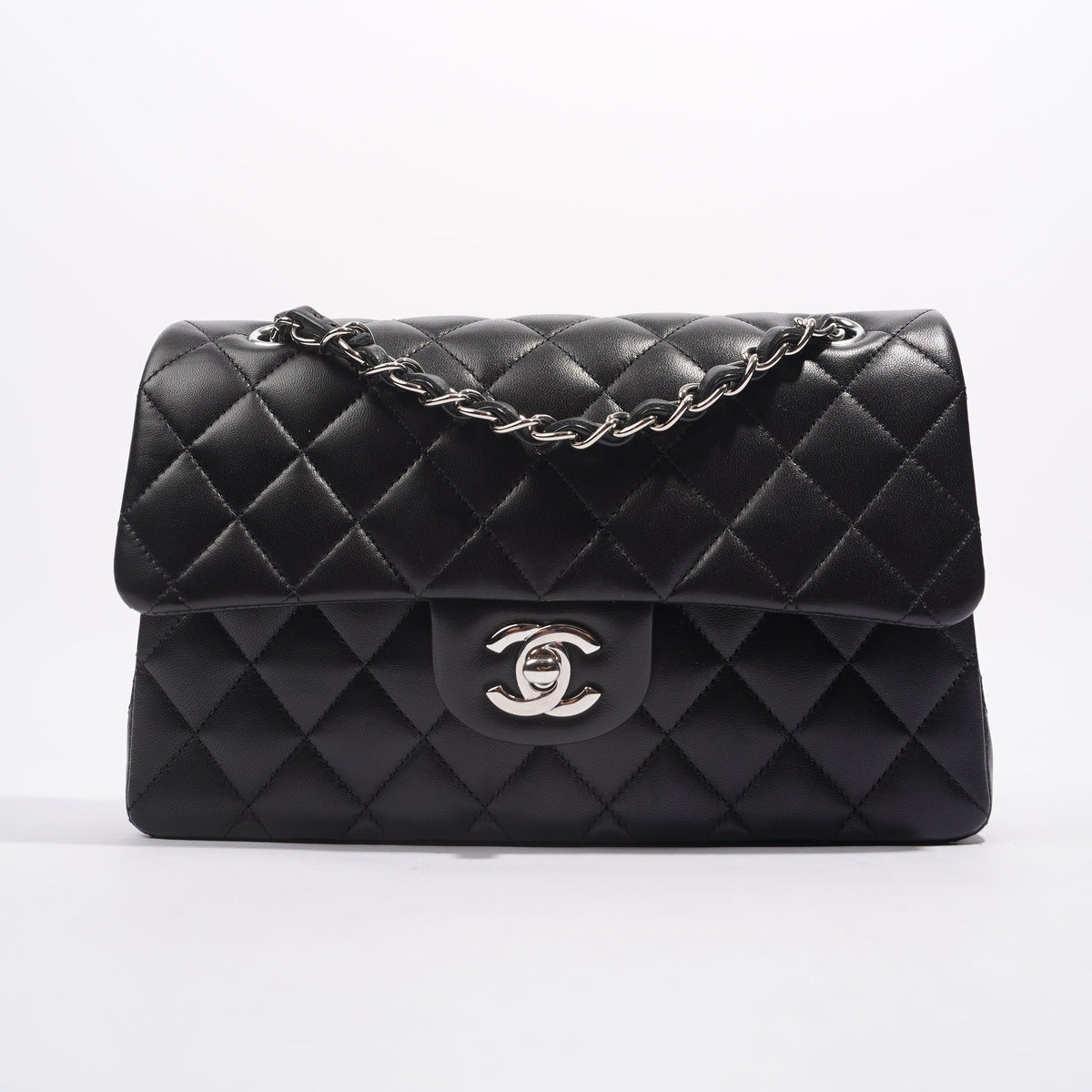 Chanel Small Classic Lambskin Leather Double Flap Bag (SHG-35103) – LuxeDH