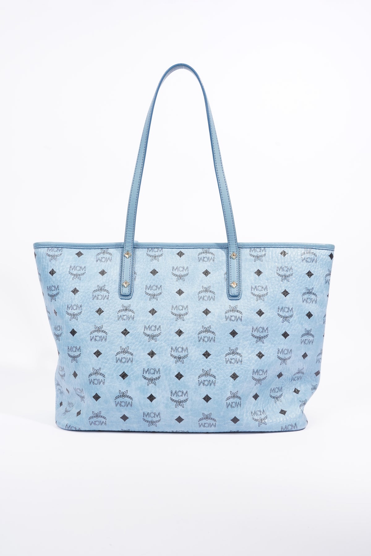 Mcm baby discount blue.stud tote bag