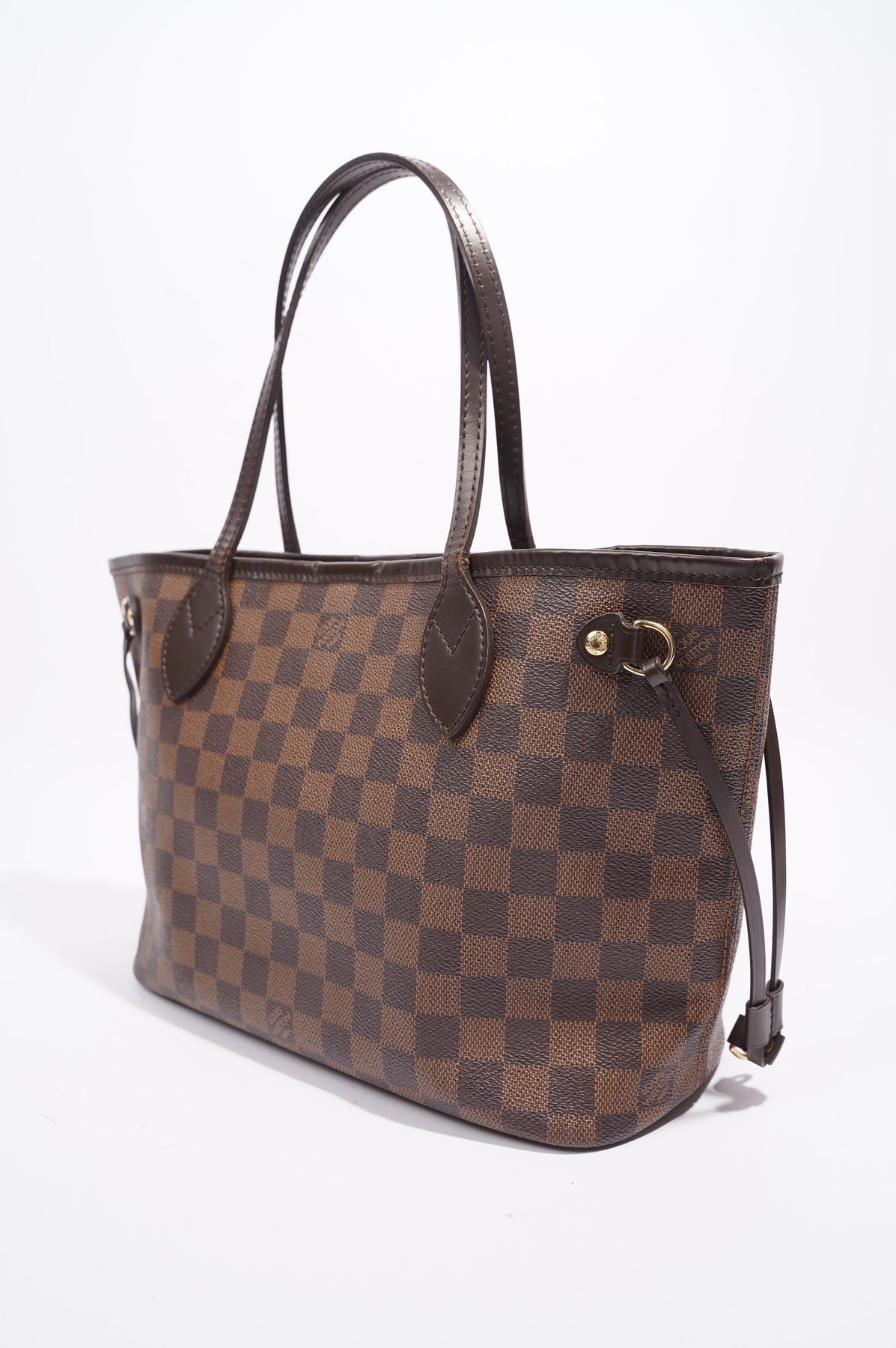 Louis Vuitton Neverfull MM Brown Damier Ebene Canvas Tote W/Pink