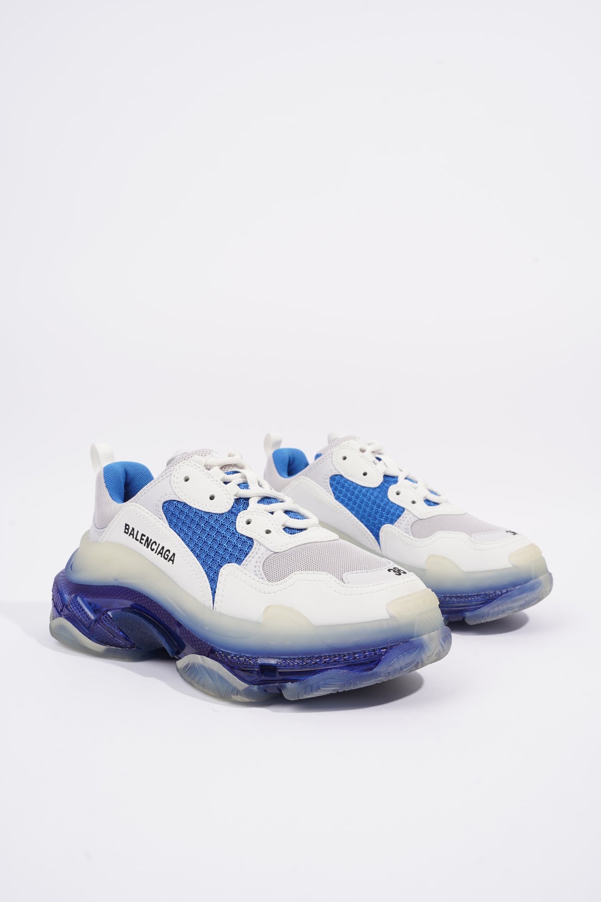 Balenciaga Womens Triple S White / Blue / Clear Sole EU 36 / UK 3