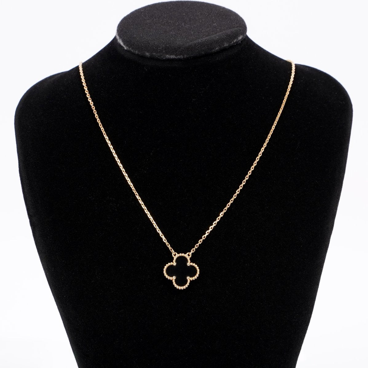 Van cleef black alhambra on sale necklace