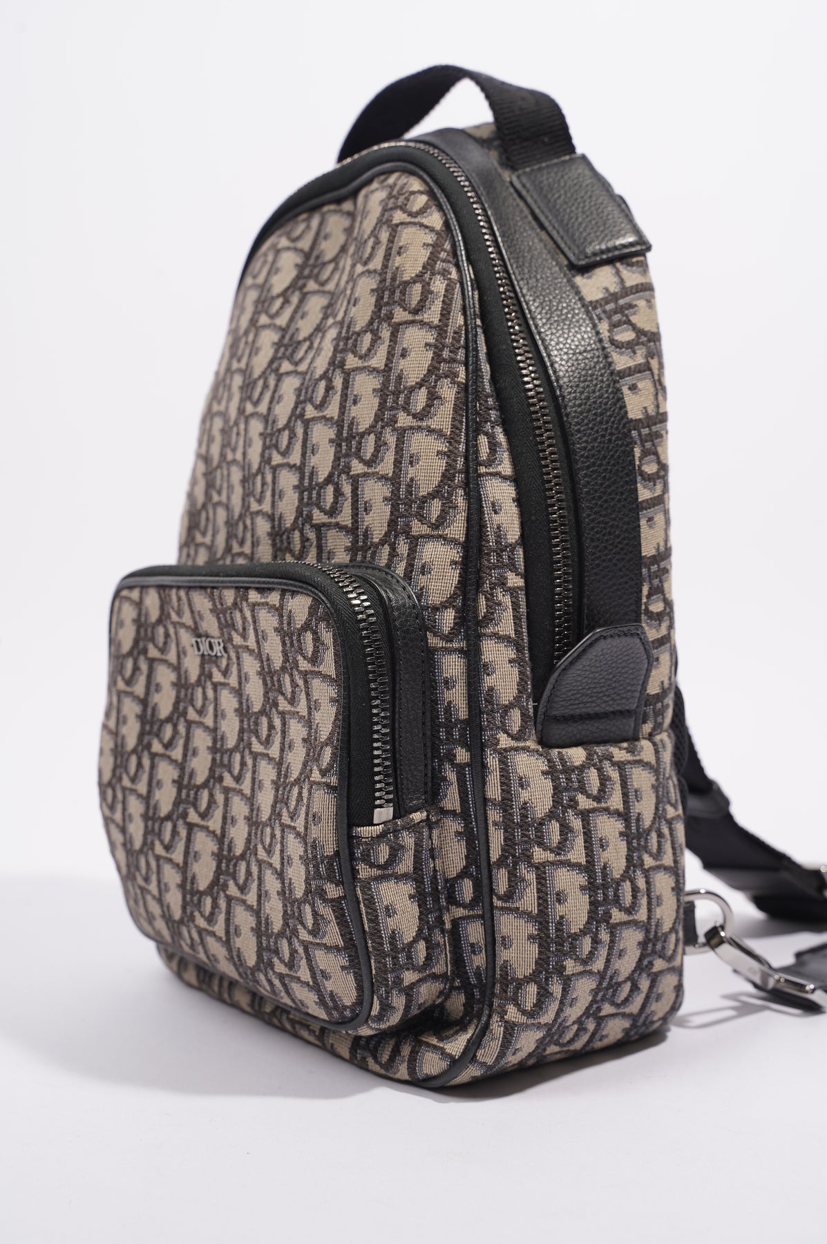 Dior - Mini Rider Sling Bag Beige and Black Dior Oblique Jacquard - Men