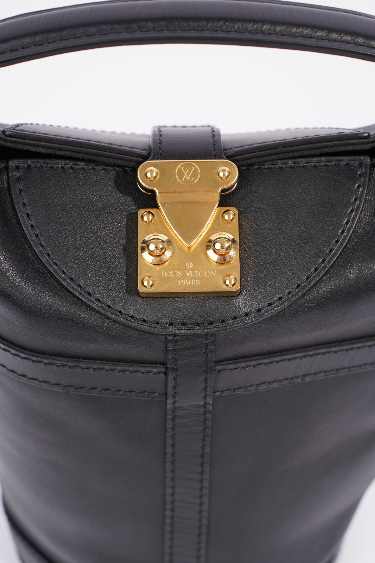 Louis Vuitton Black Calfskin Leather Classic Duffle Bucket Bag