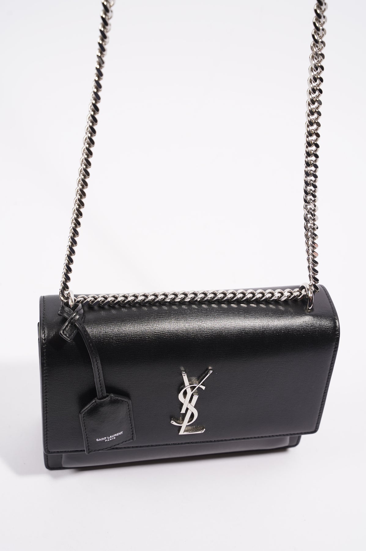 Saint Laurent Womens Sunset Chain Bag Black / Silver Medium – Luxe