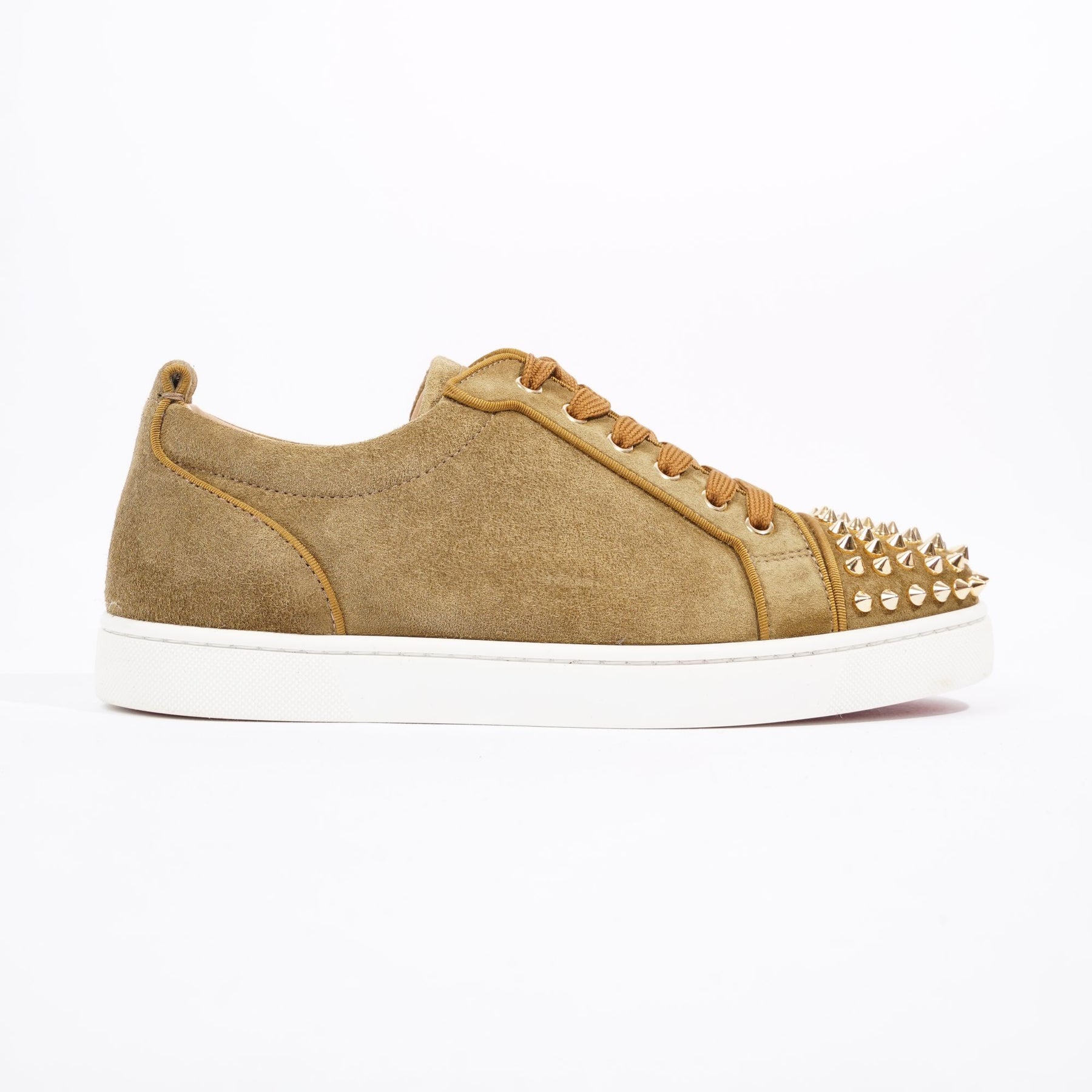 Christian Louboutin Gold/White Leather Louis Spikes High Top Sneakers Size  41 Christian Louboutin