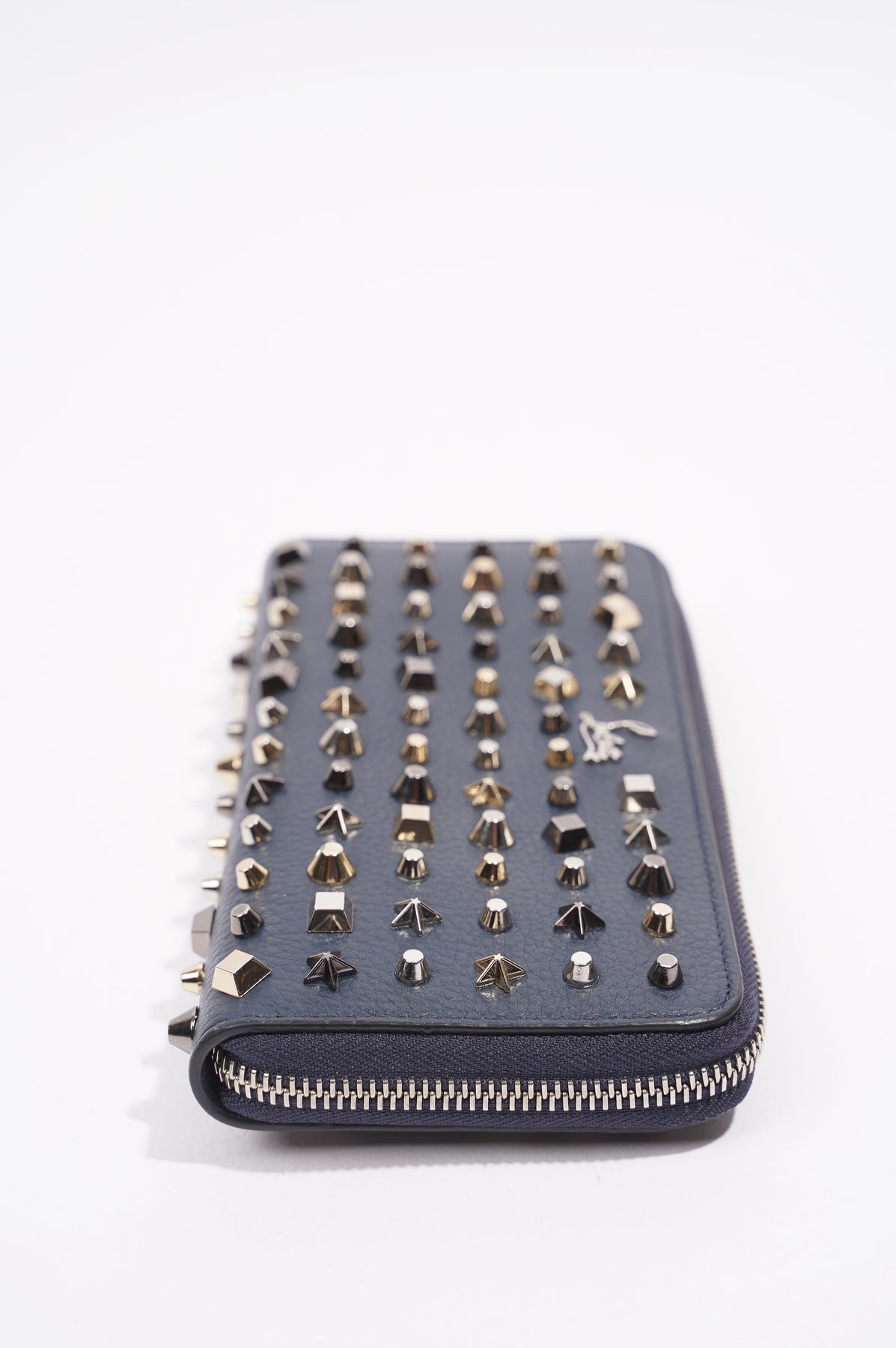 Christian Louboutin Beige Leather Panettone Spikes Zip-Around Wallet