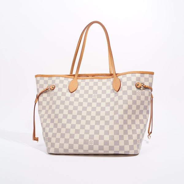 Louis Vuitton Neverfull Pm Damier Azur Ladies Tote Bag White Discontinued  Used