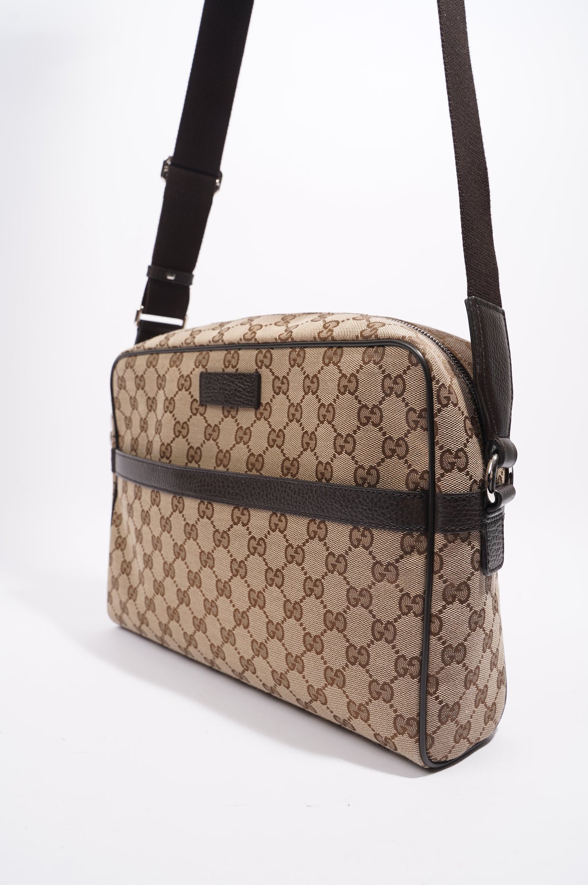 GUCCI GG Monogram Canvas Messenger Bag Dark Beige 449173