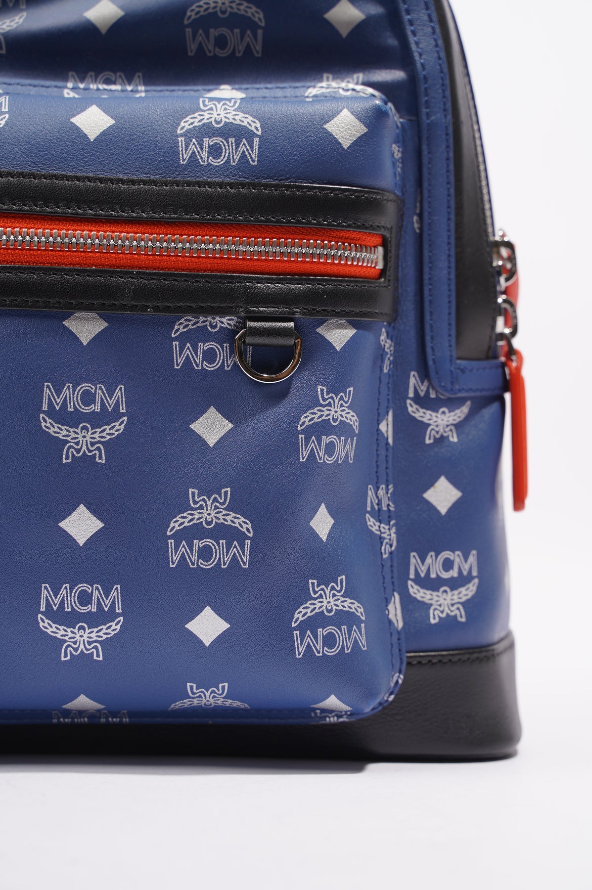 NEW MCM Visetos Nylon Top Zip Tote, Estate Blue