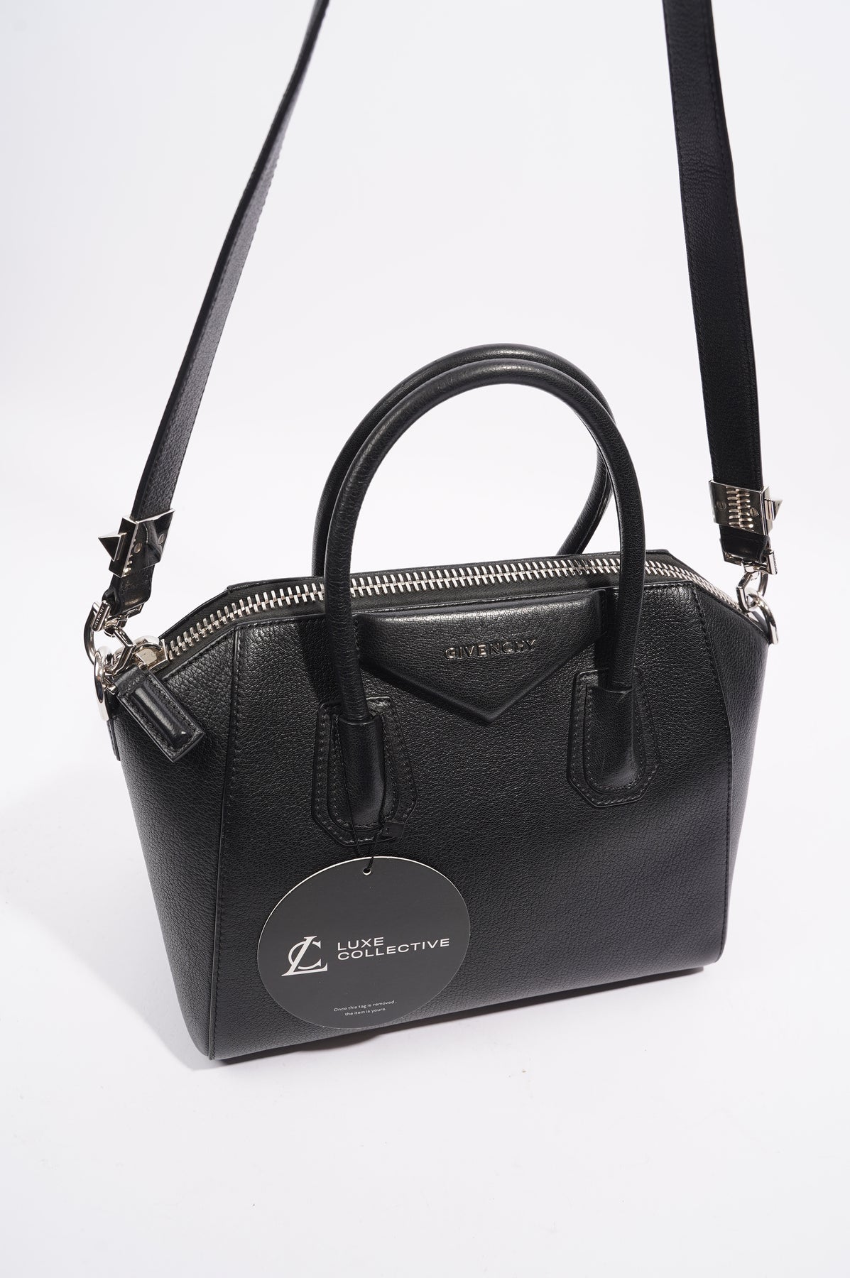 Luxury bag - Small Givenchy bag in black leather with yellow fluorescent  details