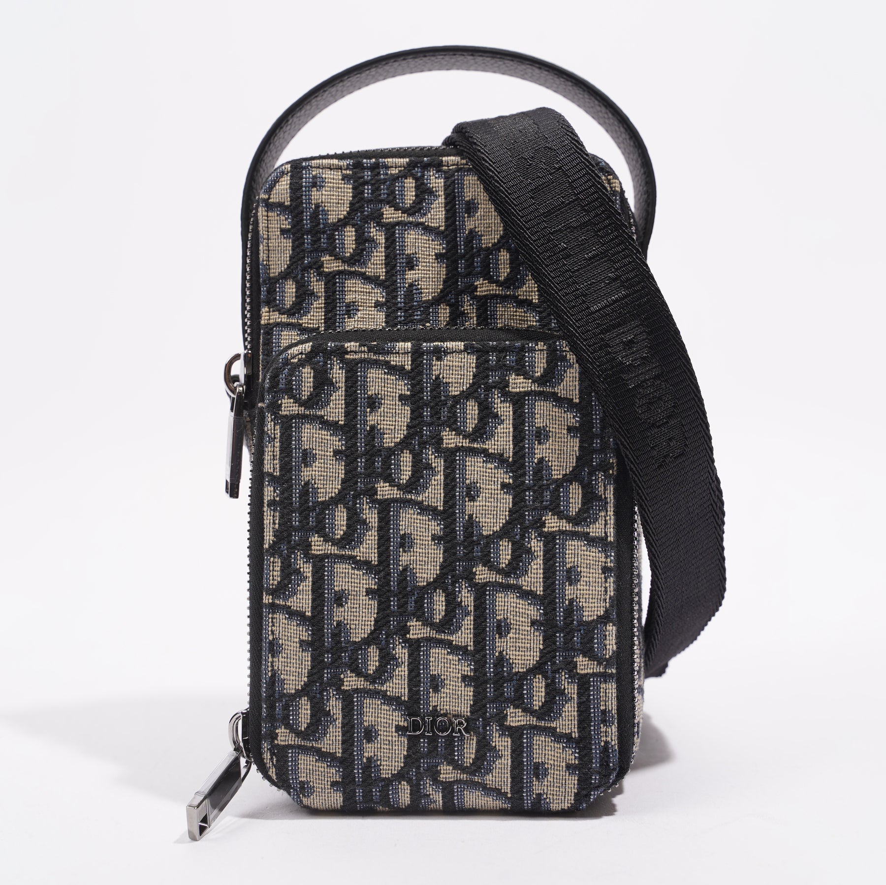 Dior Homme Dark Grey Stitched Print Oblique Coated Canvas Rider Sling Bag  Christian Dior Homme