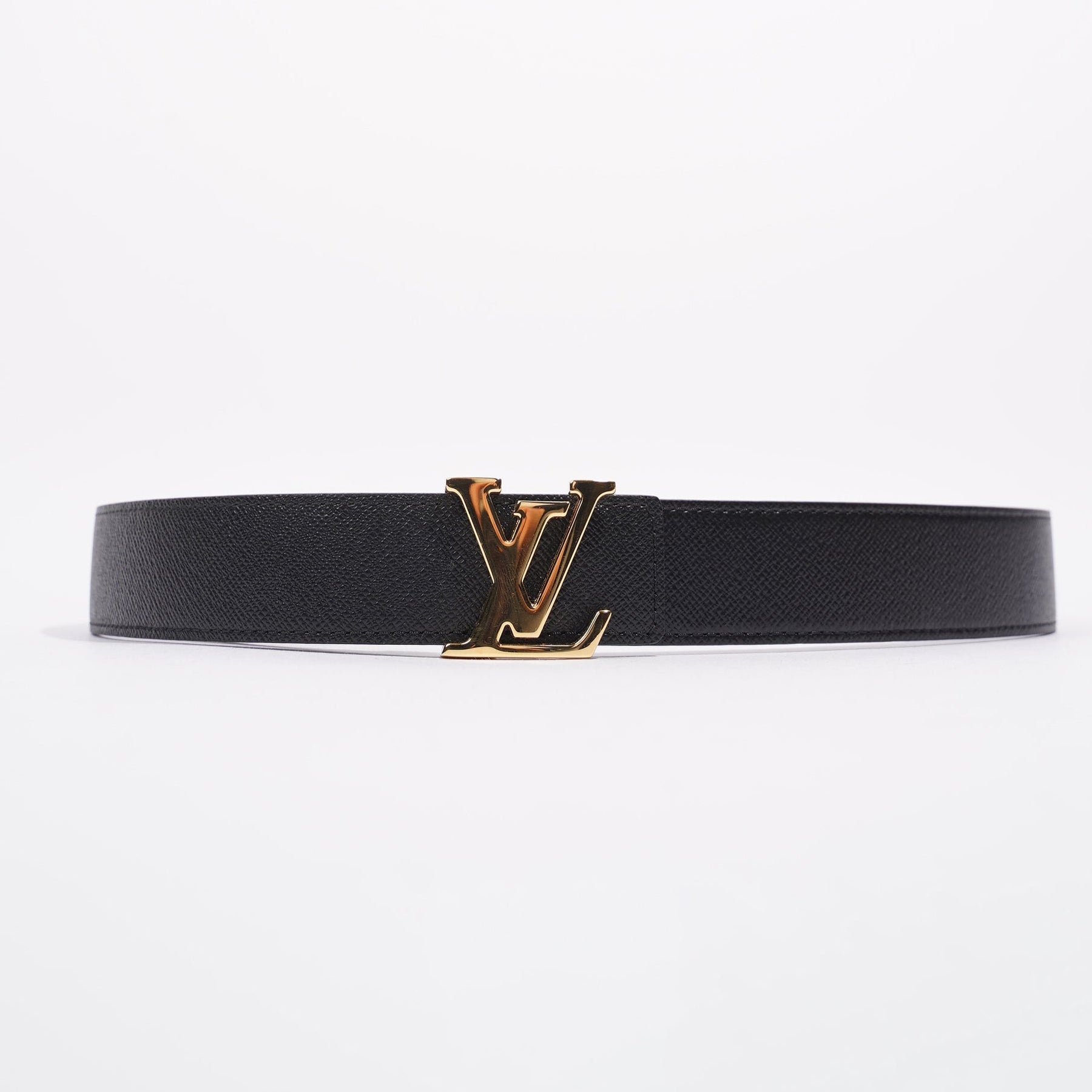 Louis Vuitton Black Leather Initials Belt 75CM