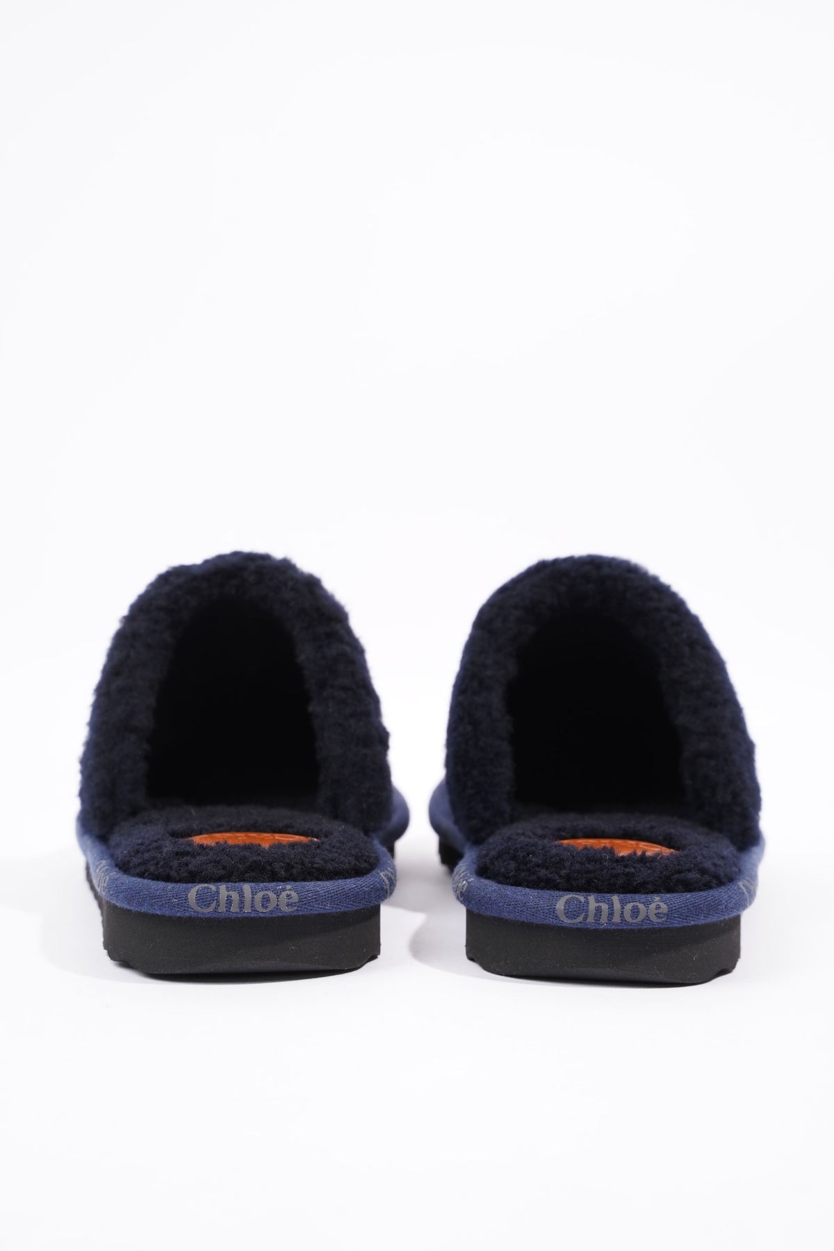 Chloe Shearling Slide Black Navy EU 38 UK 5 Luxe Collective