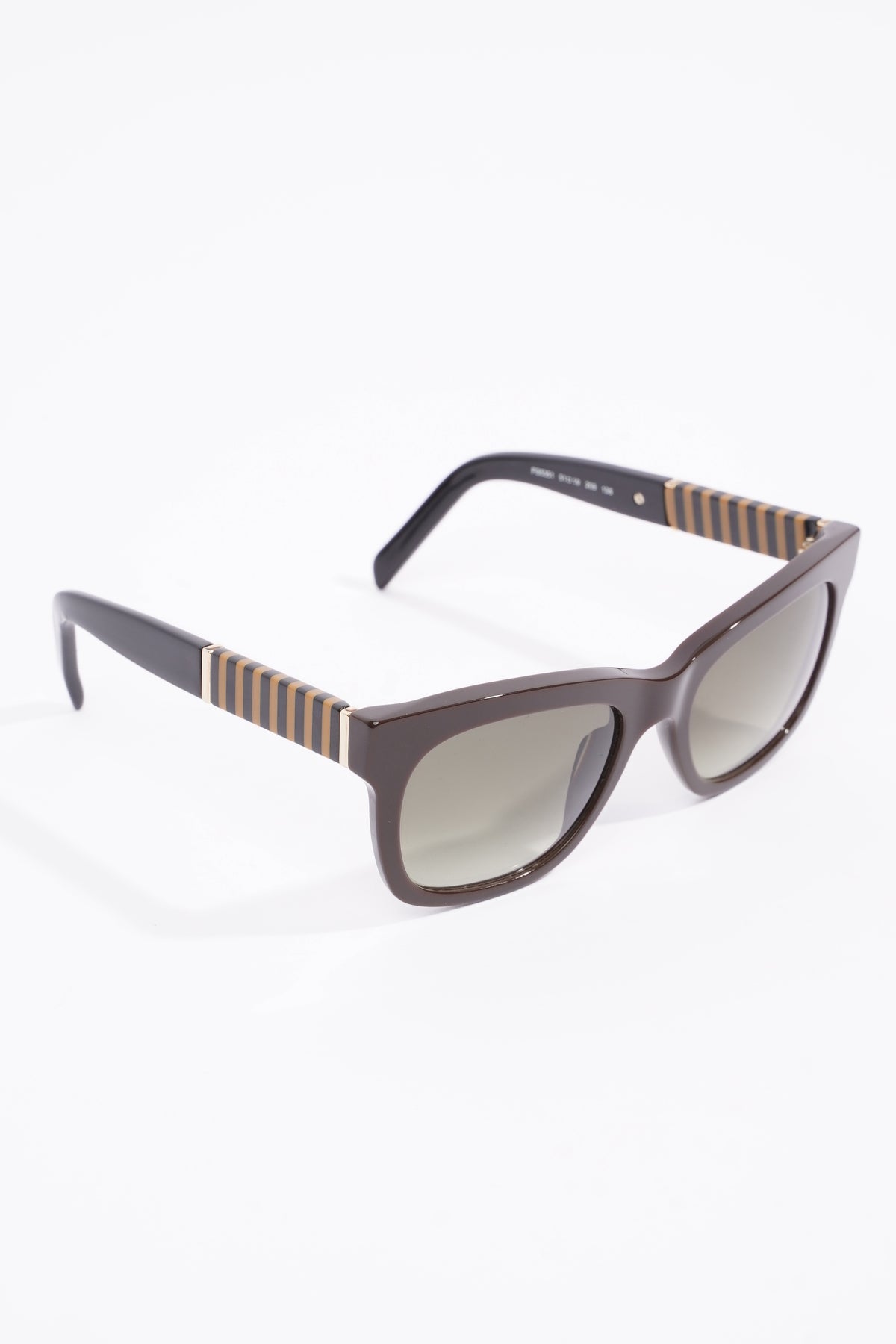 Fendi FENDIRAMA Women's Black Frame Brown Gold Lens Round Sunglasses 53MM
