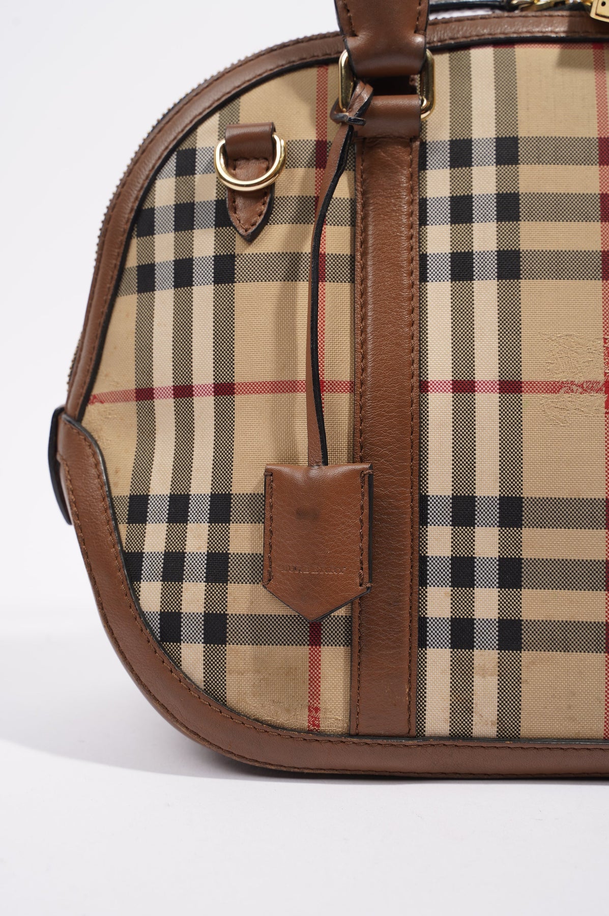Burberry Haymarket Check Small Orchard Bowling Bag w/ Tags - Brown