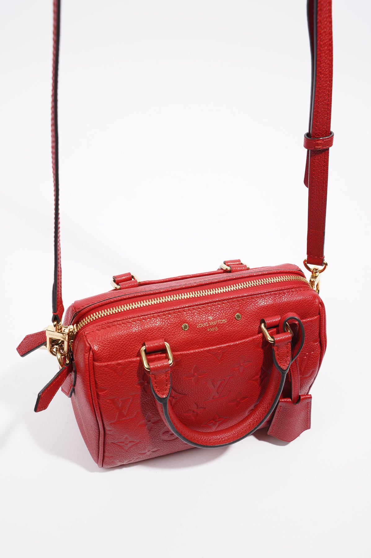 Louis Vuitton Womens Speedy Bandouliere Bag Empreinte Red 20 – Luxe  Collective