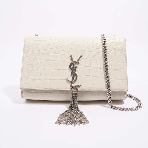 Francoise Medium Satchel Shoulder Bag in White Saint Laurent