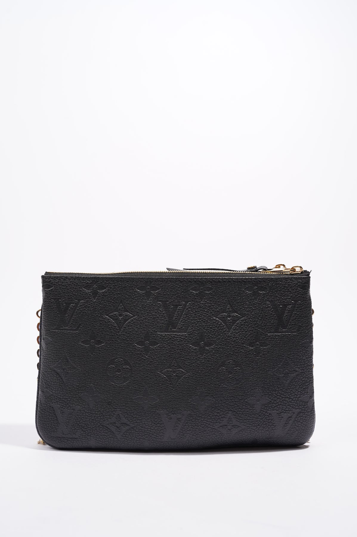 Louis Vuitton Womens Pochette Double Zip Black Empreinte Leather