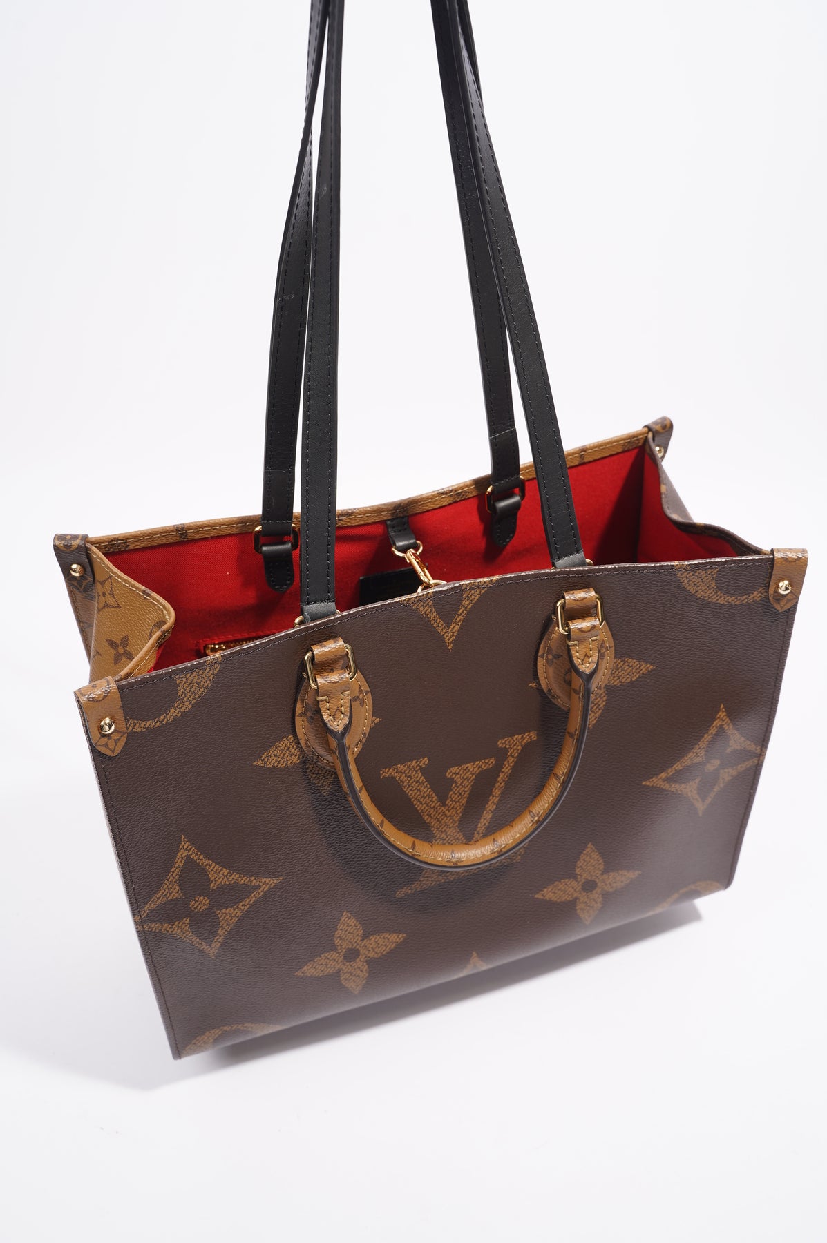 Monogram Reverse on The Go mm Book Tote Bag, Brown, One Size