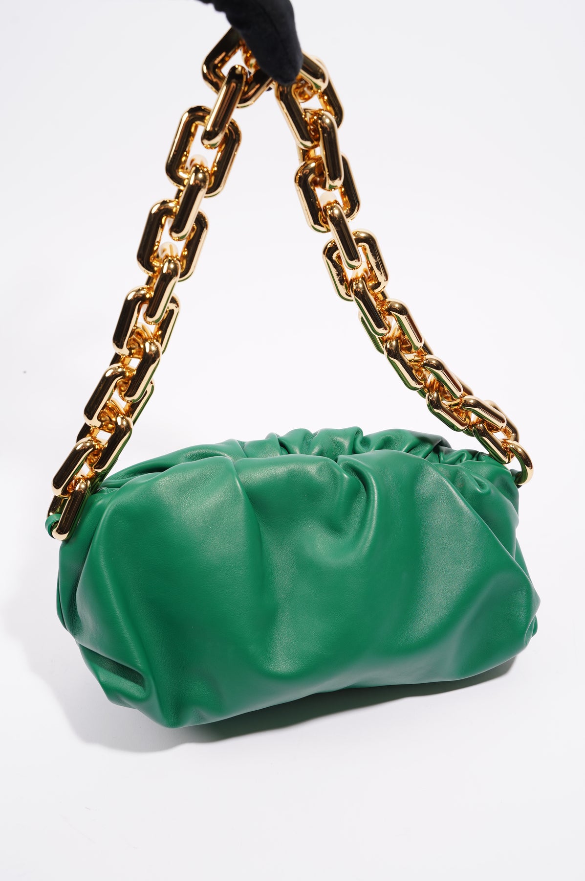 Bottega Veneta The Chain Pouch Bag In Green - Raintree & Gold