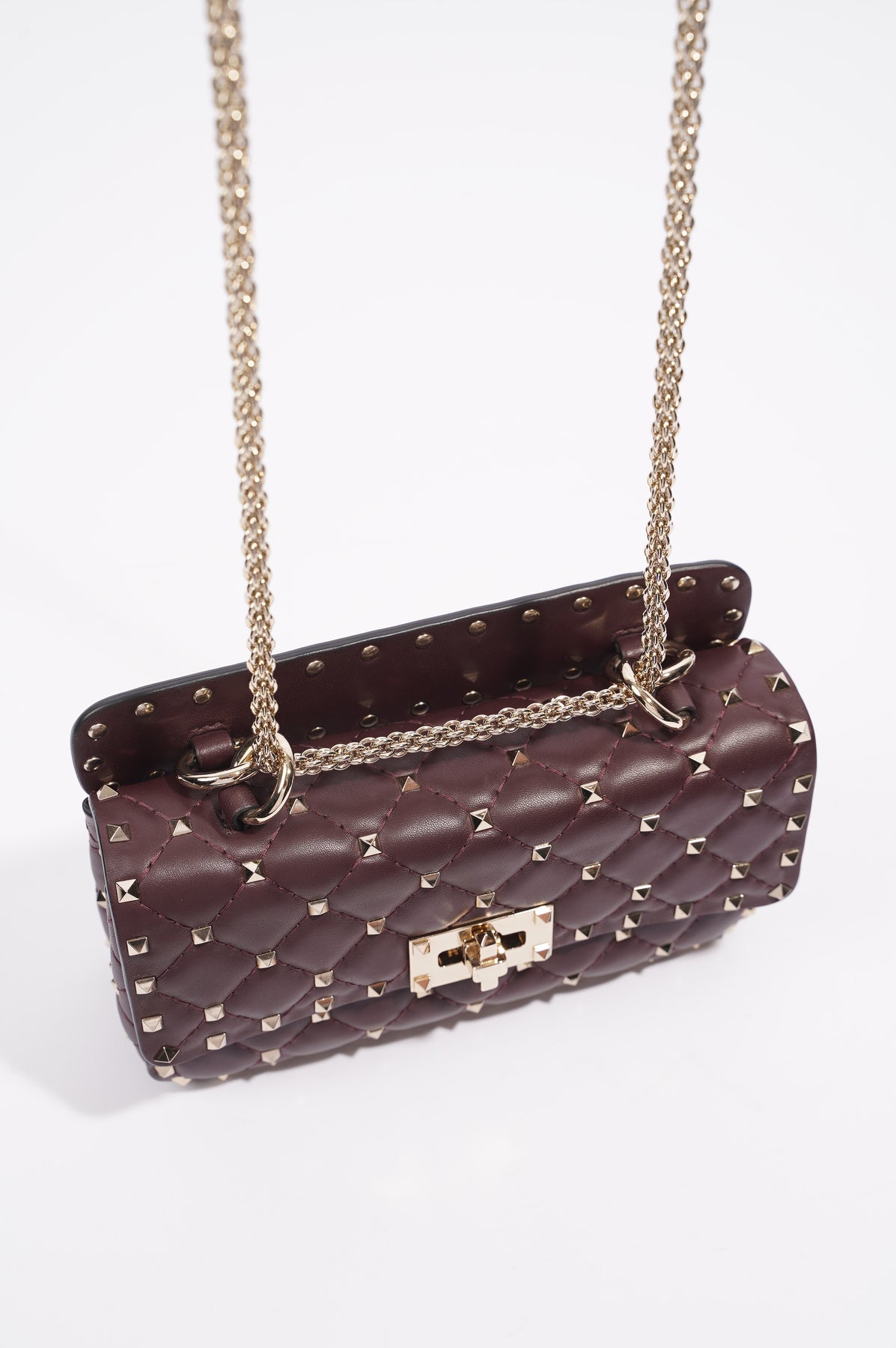 Valentino Womens Rockstud Bag Burgundy Mini Luxe Collective