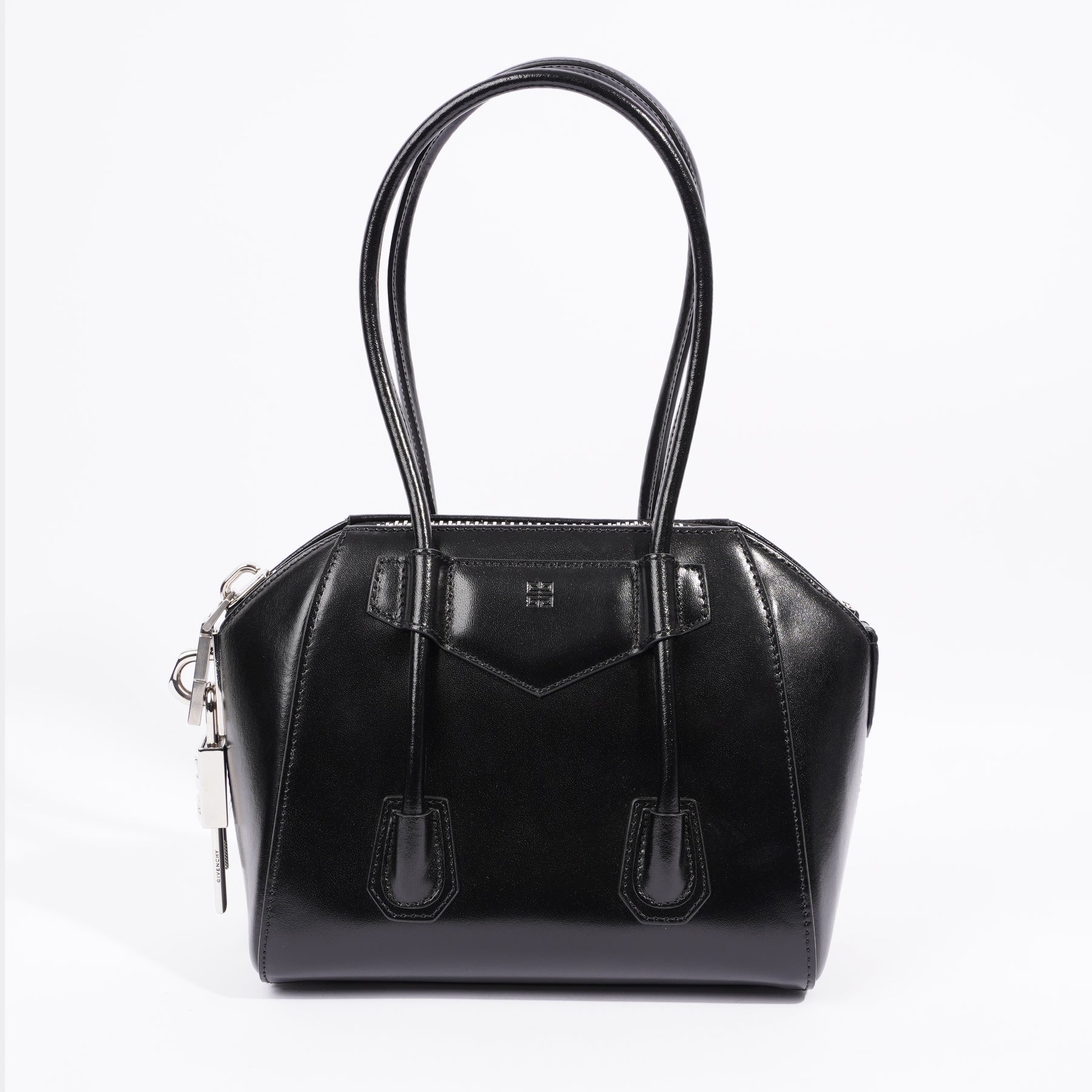 Mini Antigona Lock Top Handle Bag In Box Leather - Dark Khaki