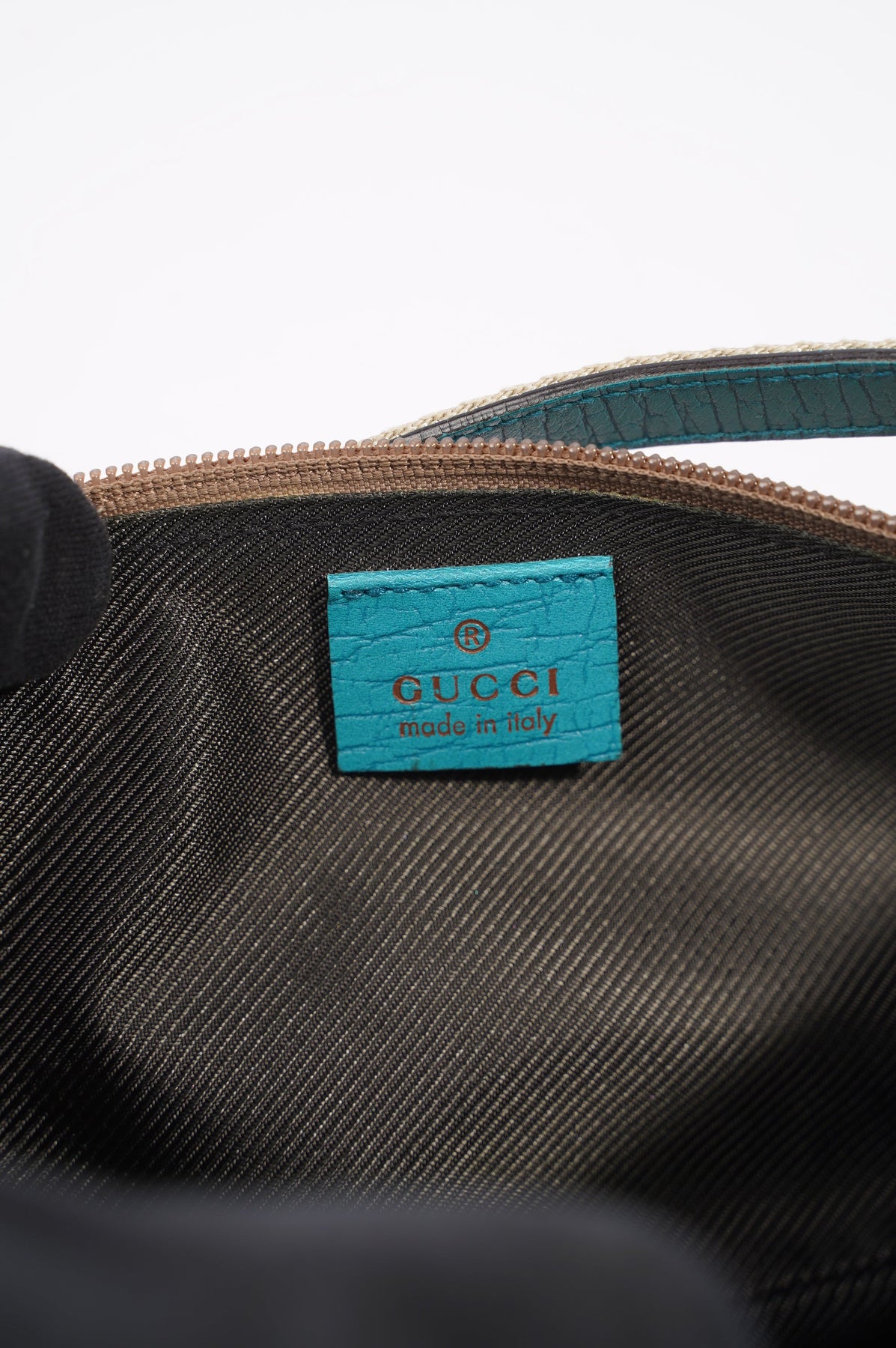 Gucci Beige/Blue GG Canvas and Leather Boat Pochette Bag Gucci