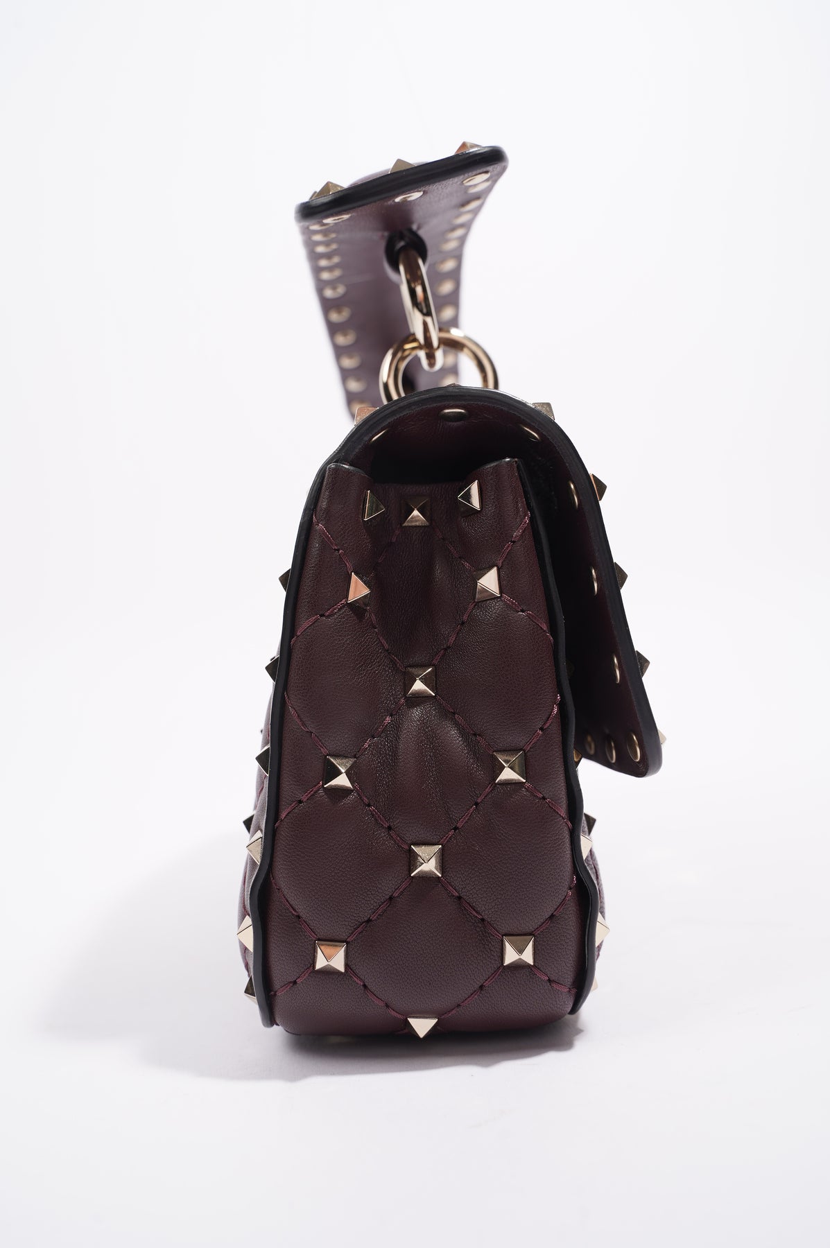 Valentino Black Small Rockstud Bag Burgundy