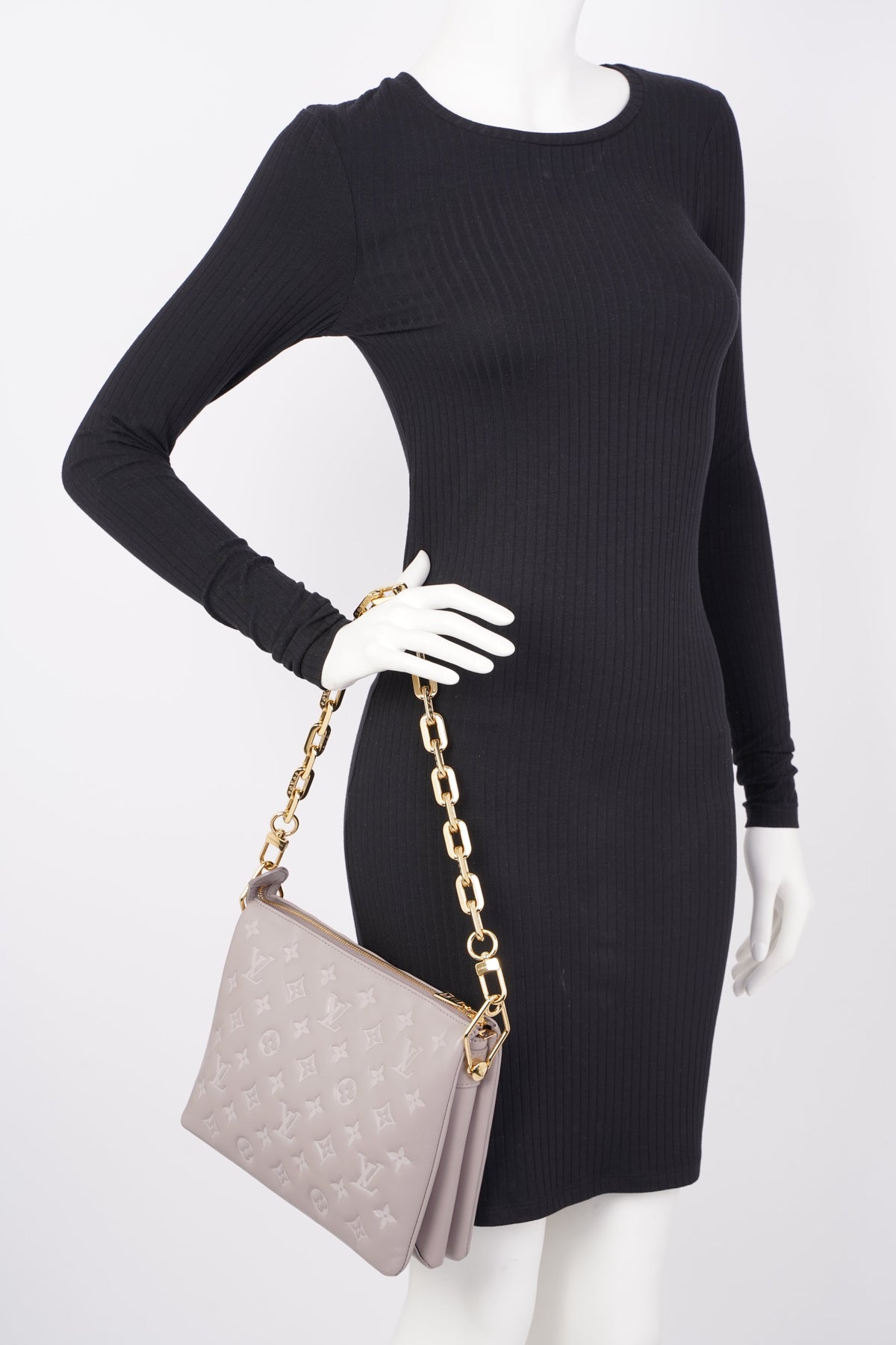 Louis Vuitton Coussin Shoulder Bag PM Taupe Leather