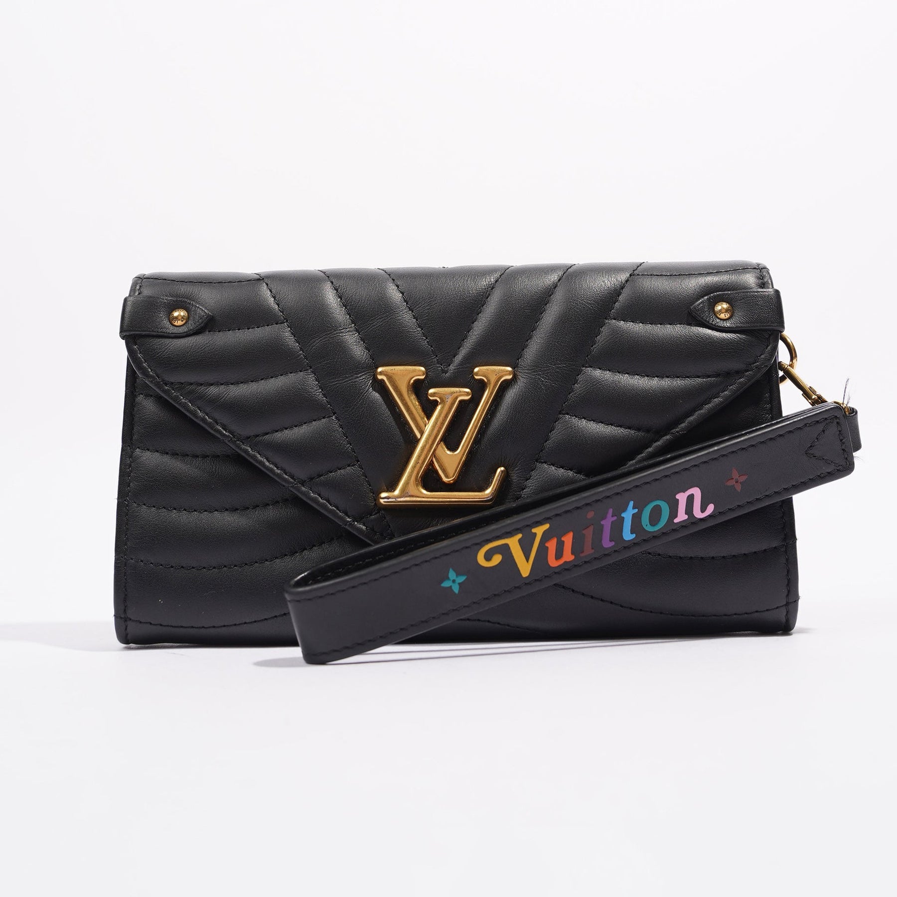 Louis Vuitton New Wave Long Wallet Quilted Leather Black