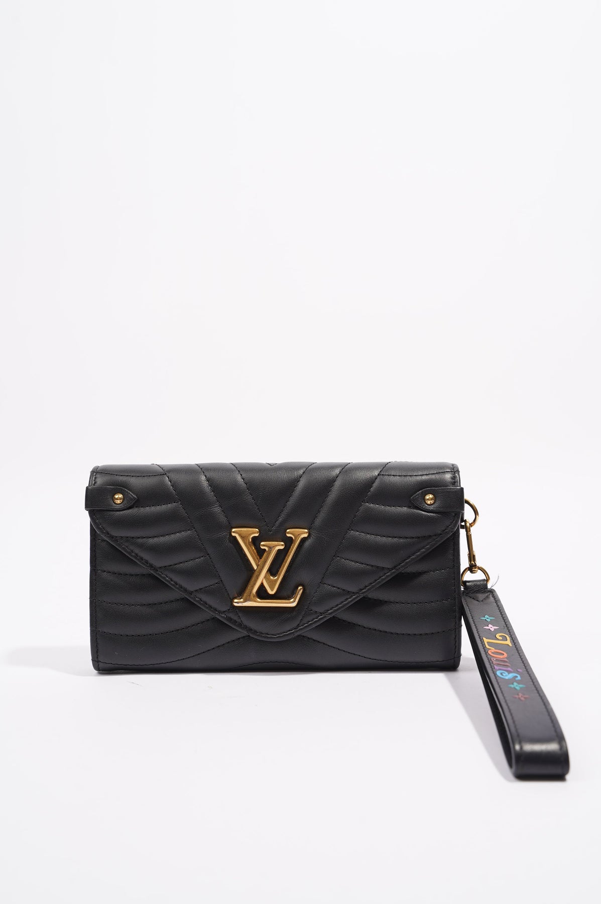 Louis Vuitton Womens New Wave Long Wallet Black Leather – Luxe