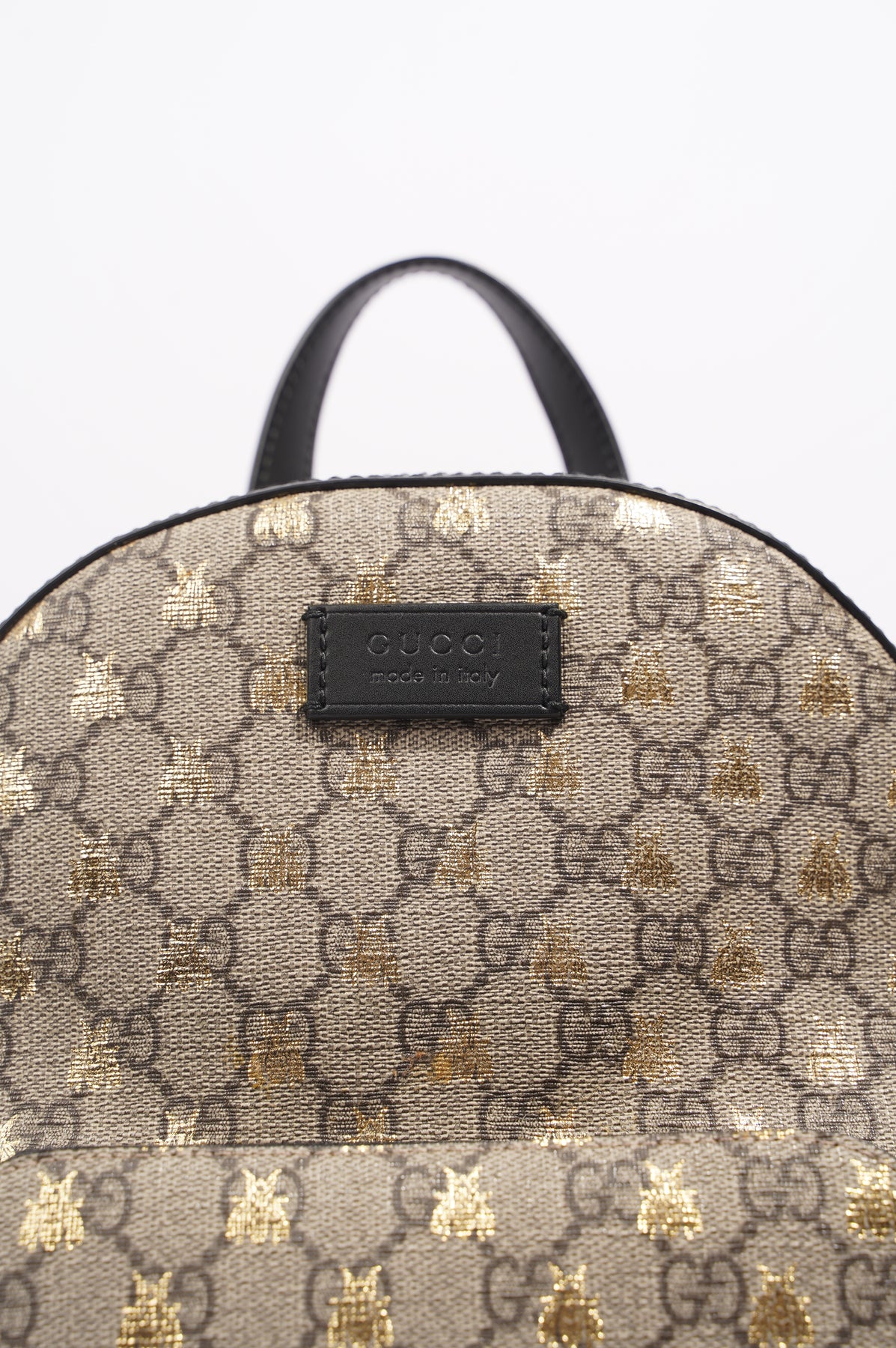 Gucci Beige/Black GG Supreme Canvas and Leather Bees Backpack Gucci