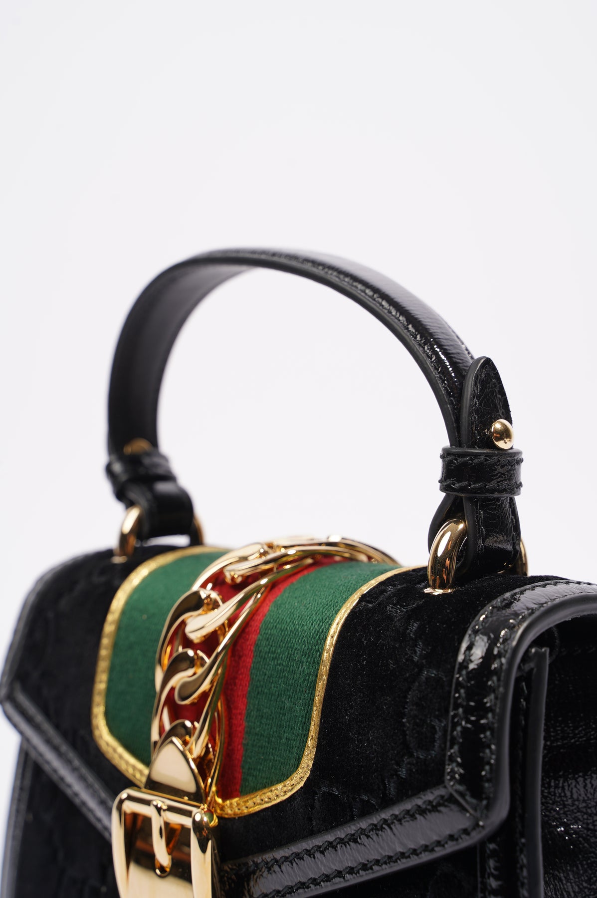 Gucci Womens Sylvie Mini Bag Black Velvet / Green / Red – Luxe Collective