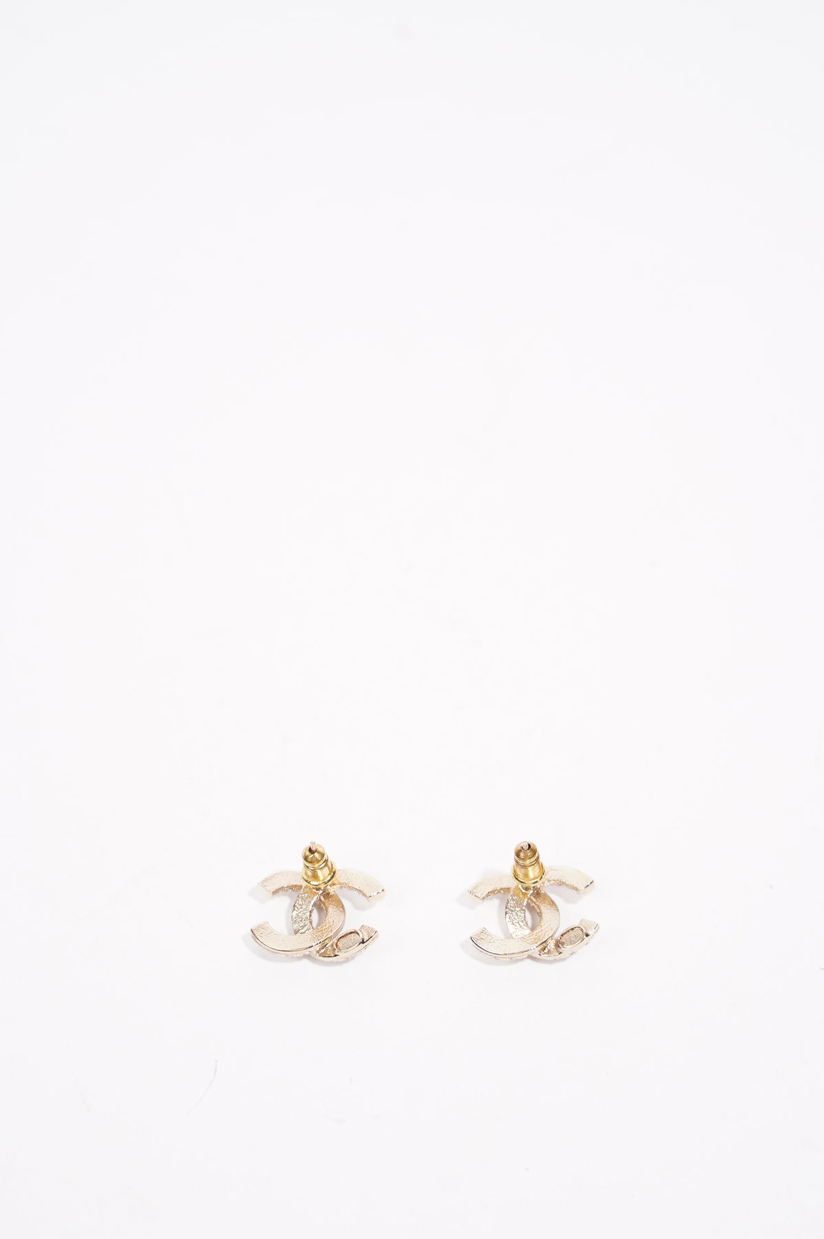 Chanel pearl with crystal ends large CC stud earrings