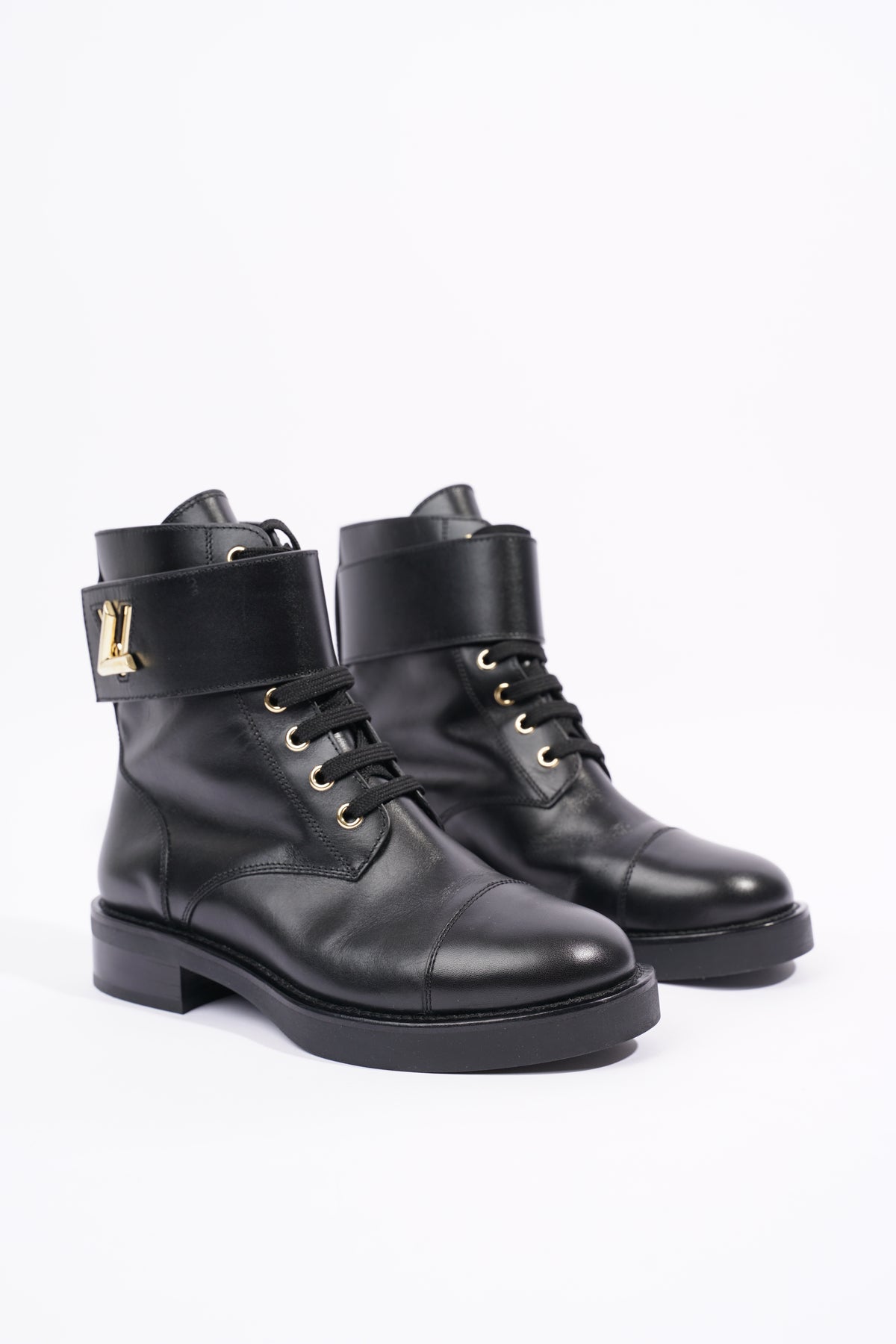 Pre-Loved Louis Vuitton Women's Black Leather Wonderland Flat Ranger Boots