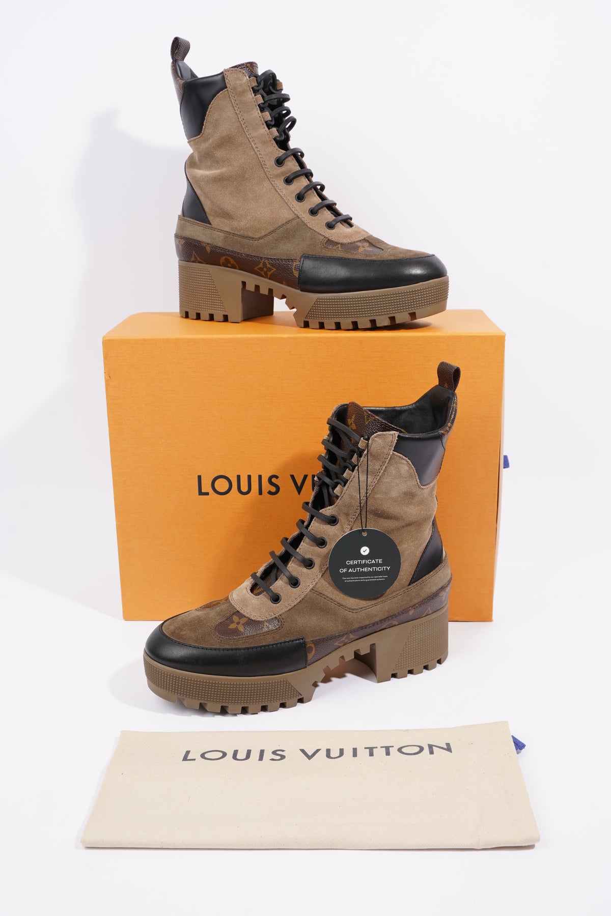 Louis Vuitton Womens Laureate Desert Boot Beige / Monogram EU 37.5