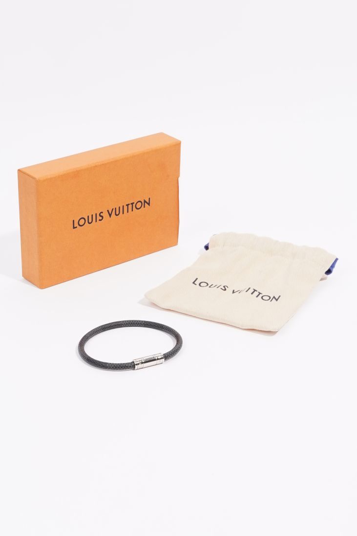 Louis Vuitton Keep It Men'S Damier Canvas Monogram / Damier Graphite  Engraved Lock Bracelet M6140E