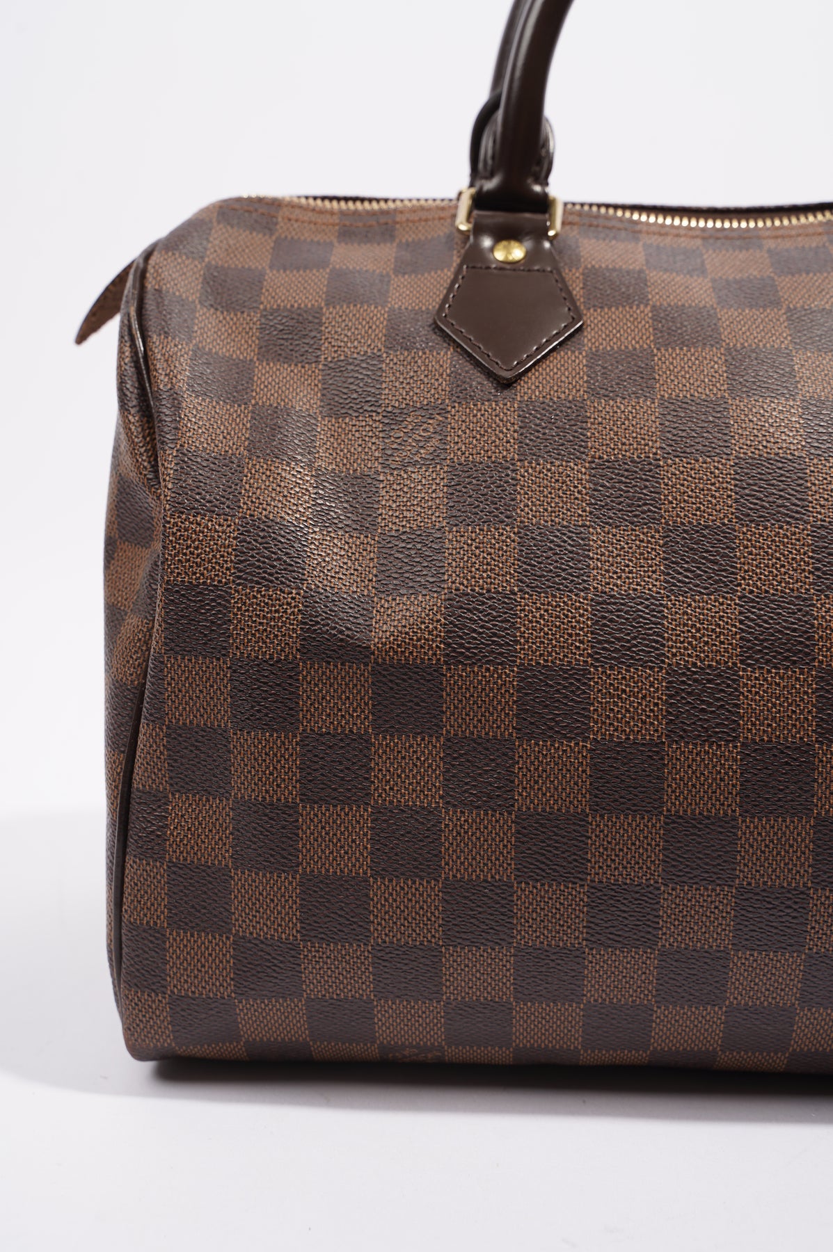 Louis Vuitton Brown, Pattern Print Damier Ebene Speedy 30 w/ Strap