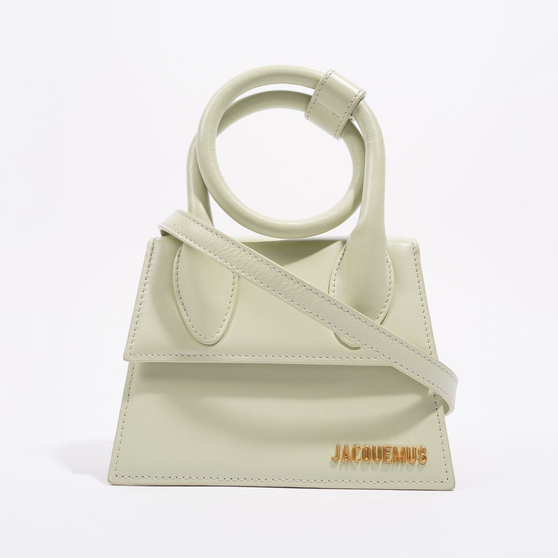 Jacquemus Le Chiquito Noeud Medium Leather Top-handle Bag In Light Green