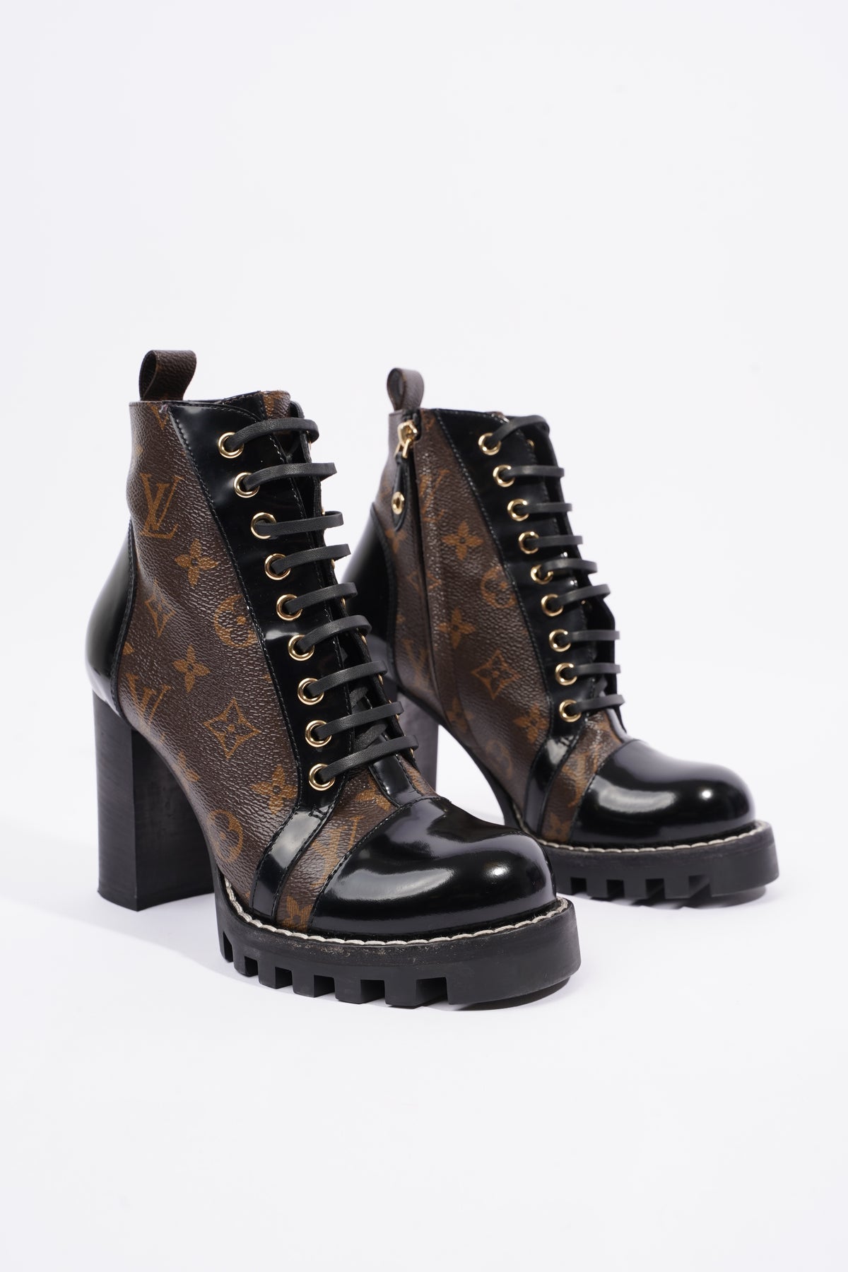 Used Louis Vuitton Monogram Star Trail Ankle Combat Boots 9